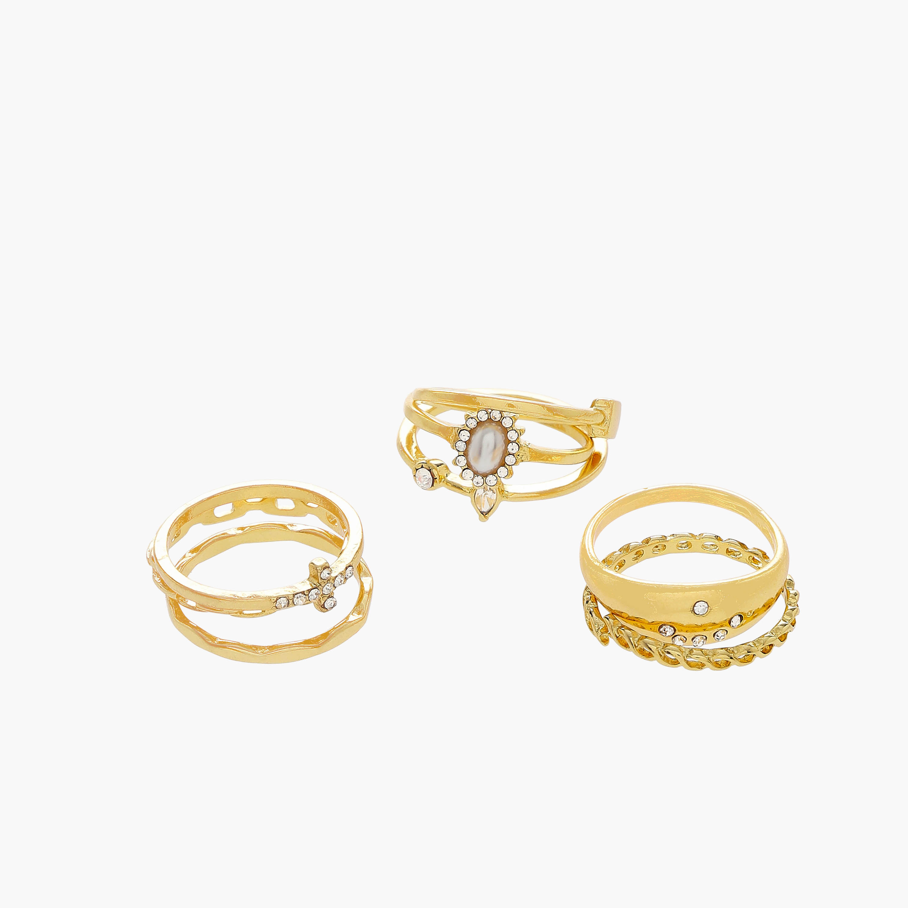 Assorted Metal Gold Tone Ring - Set of 8-women-watchesandjewellery-jewellery-rings-image-2