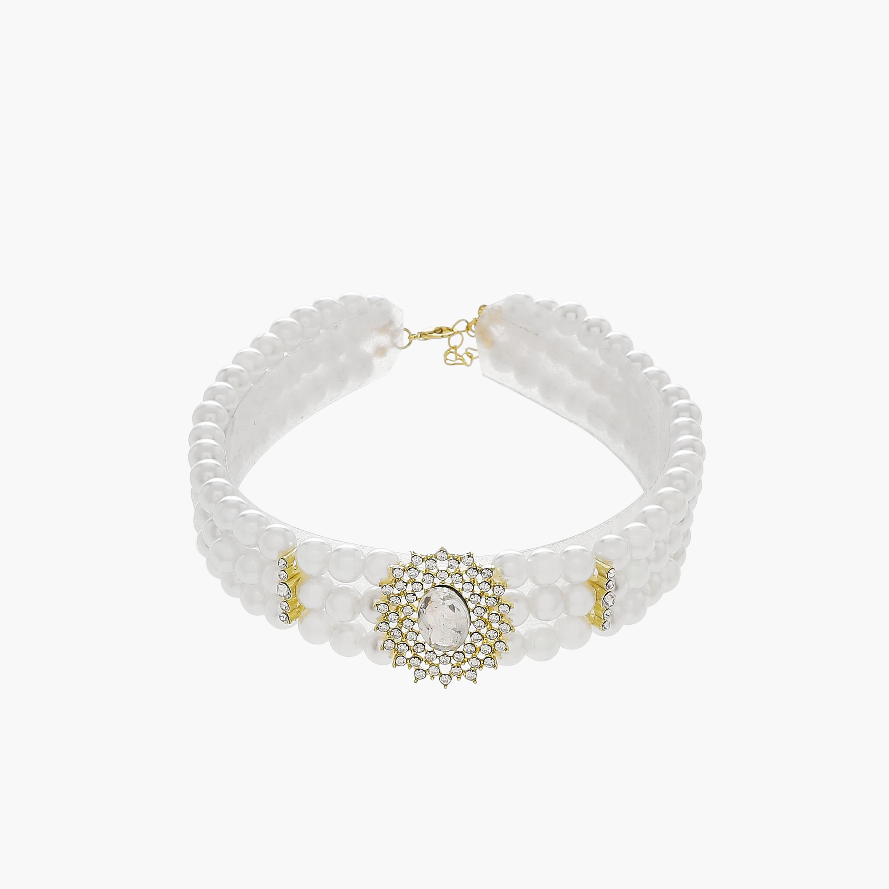 قلادة تشوكر معدنية مزينة باللؤلؤ-women-watchesandjewellery-jewellery-necklacesandpendants-image-1