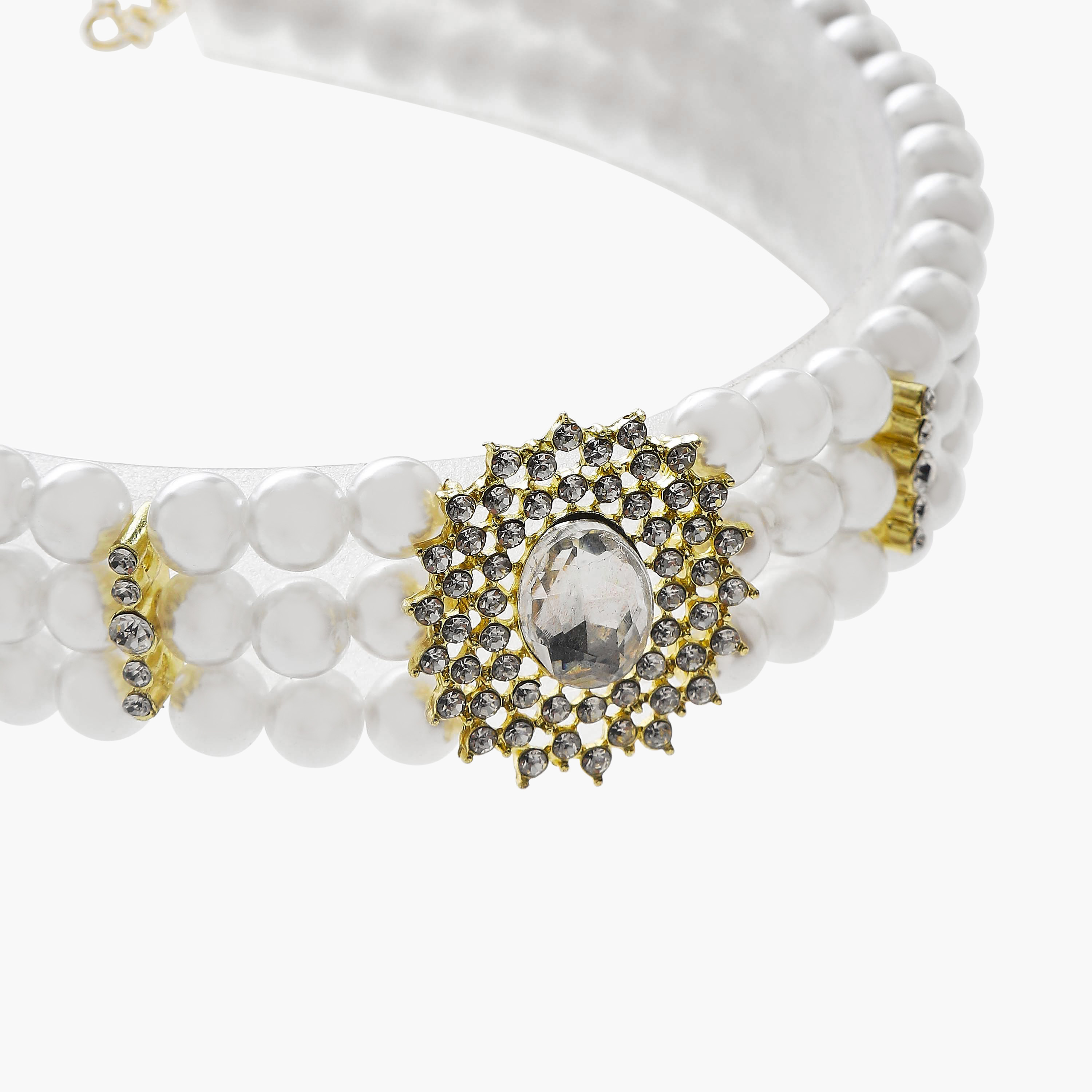 قلادة تشوكر معدنية مزينة باللؤلؤ-women-watchesandjewellery-jewellery-necklacesandpendants-image-3