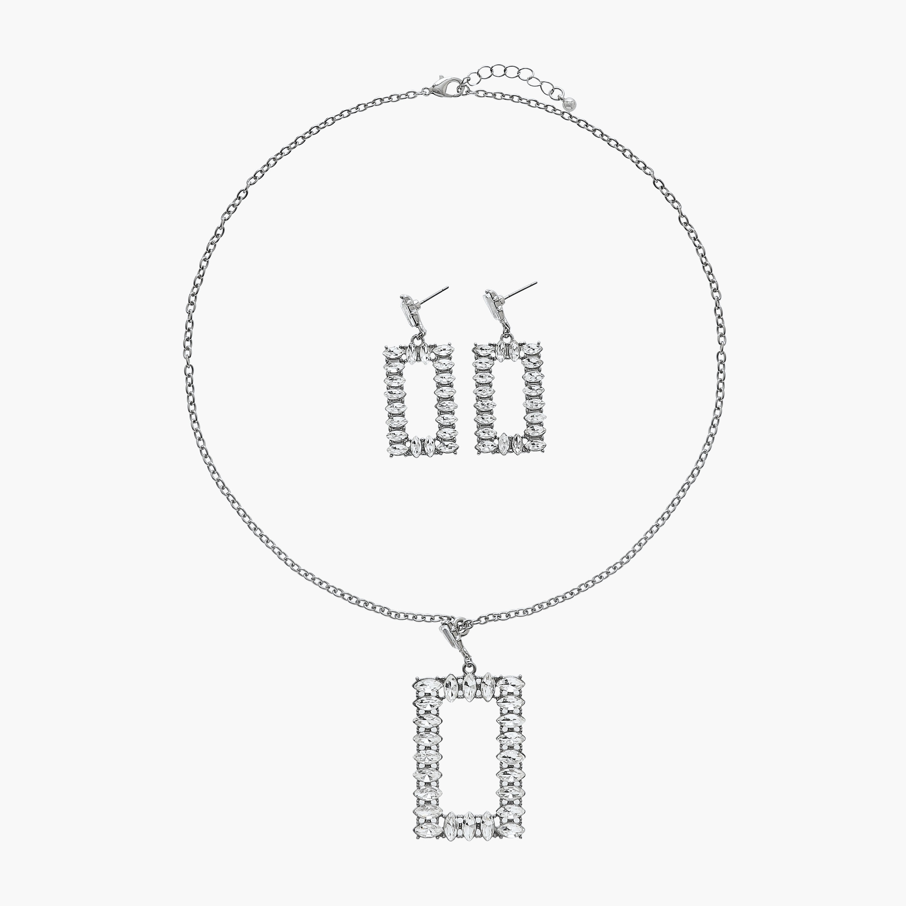 Set of 2 Cubic Zirconia Embellished Necklace with Earrings-women-watchesandjewellery-jewellery-jewellerysets-image-1