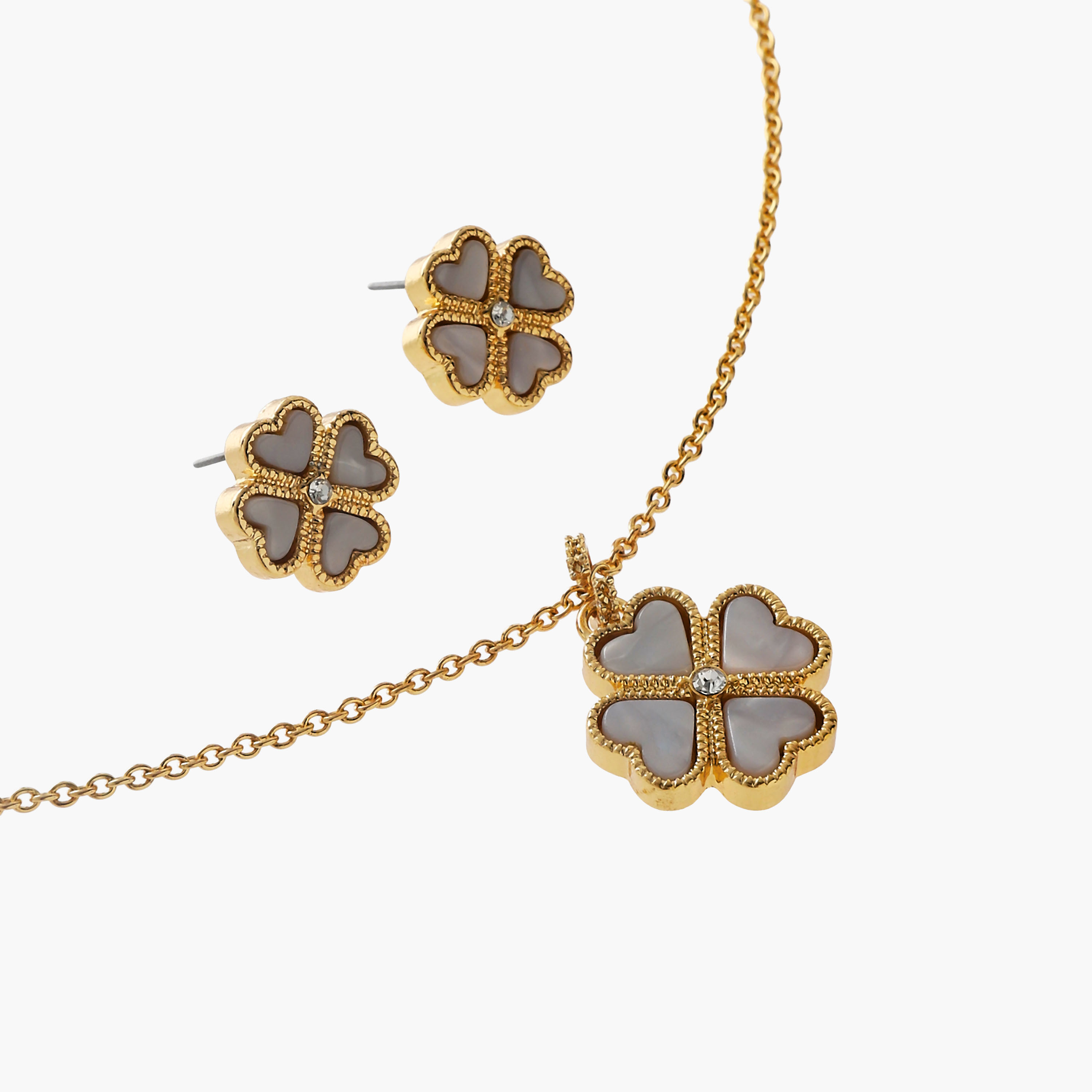 Metal Floral Pendant Necklace and Earrings Set-women-watchesandjewellery-jewellery-jewellerysets-image-3