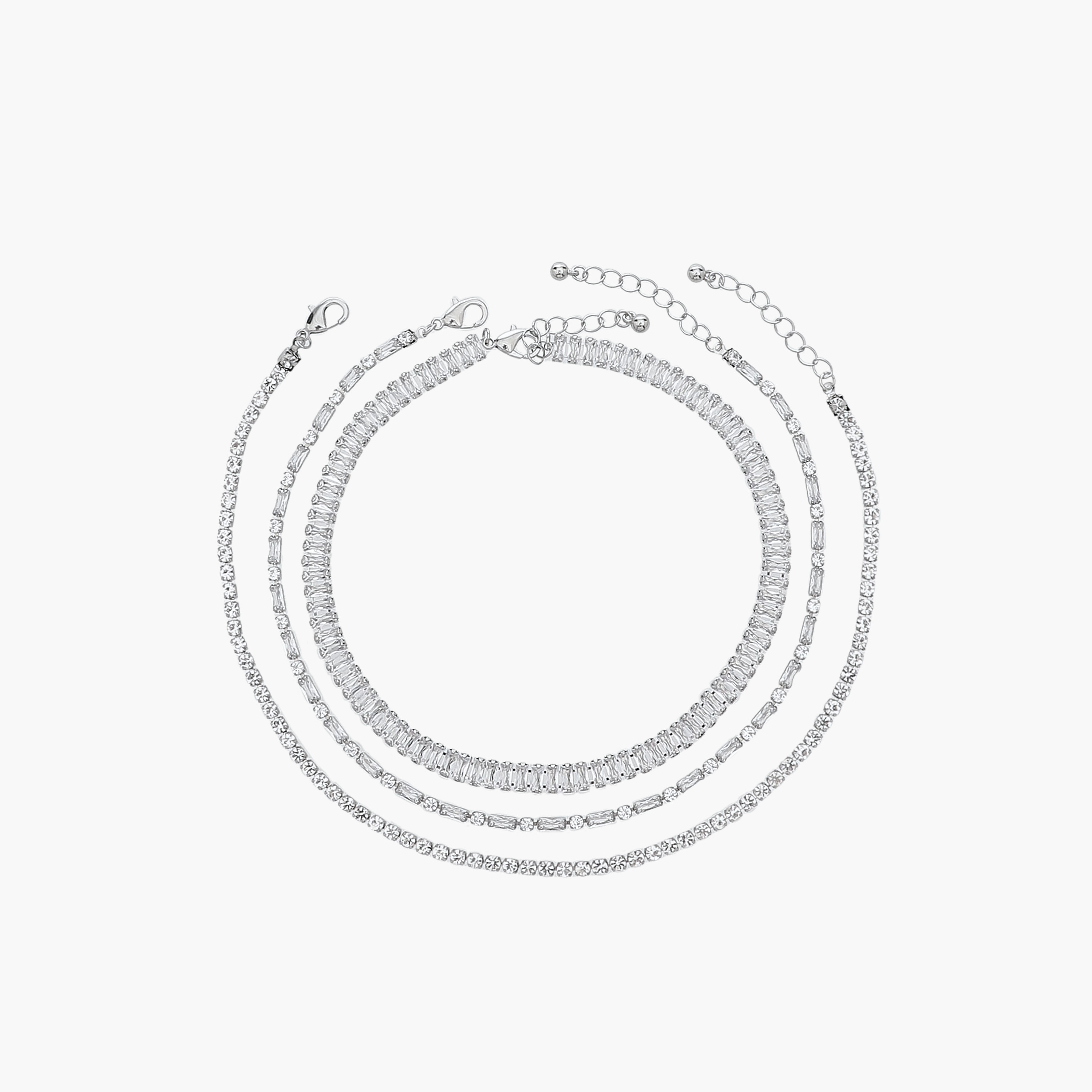 Metallic Choker Necklace with Cubic Zirconia Embellishment - Set of 3-women-watchesandjewellery-jewellery-necklacesandpendants-image-1