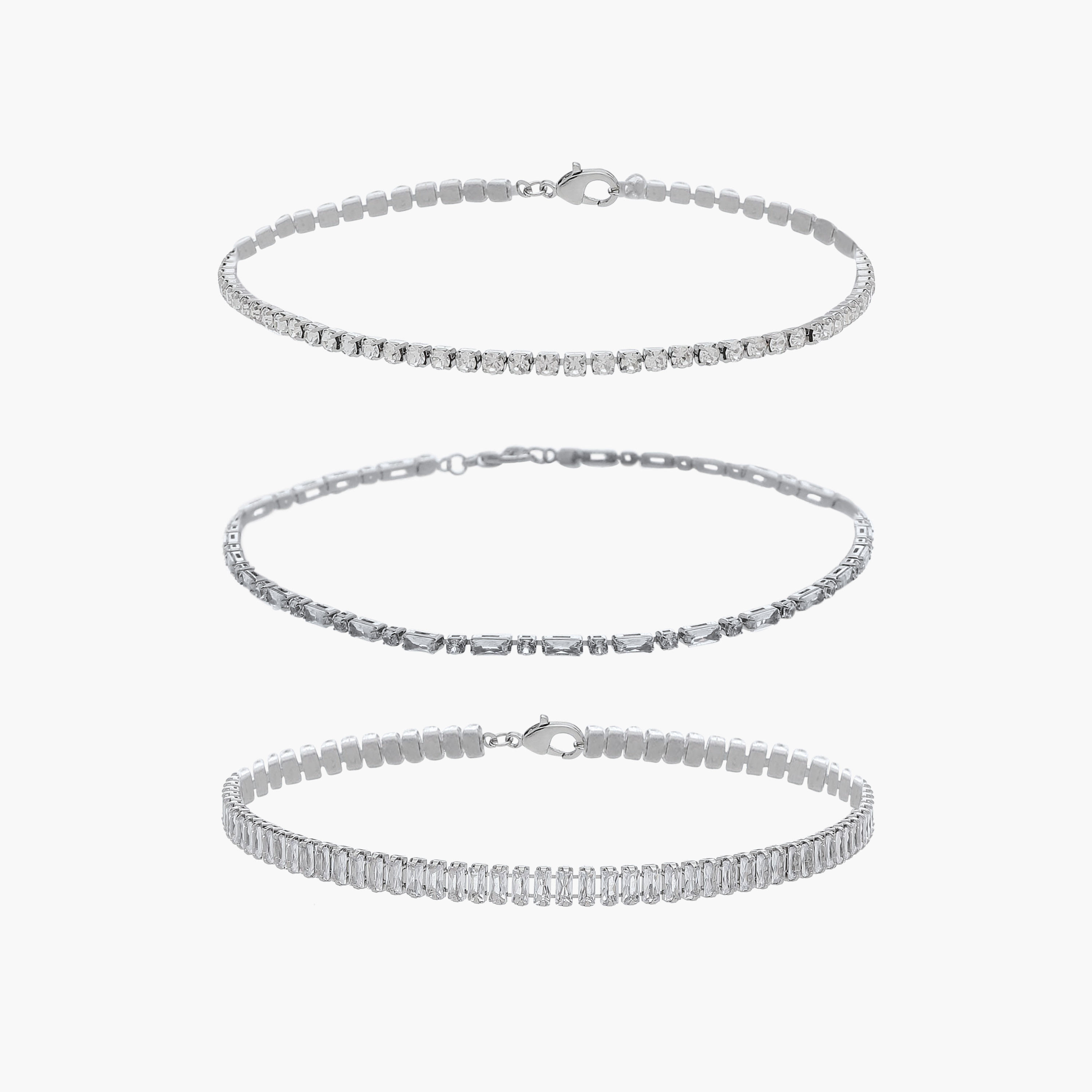 Metallic Choker Necklace with Cubic Zirconia Embellishment - Set of 3-women-watchesandjewellery-jewellery-necklacesandpendants-image-2