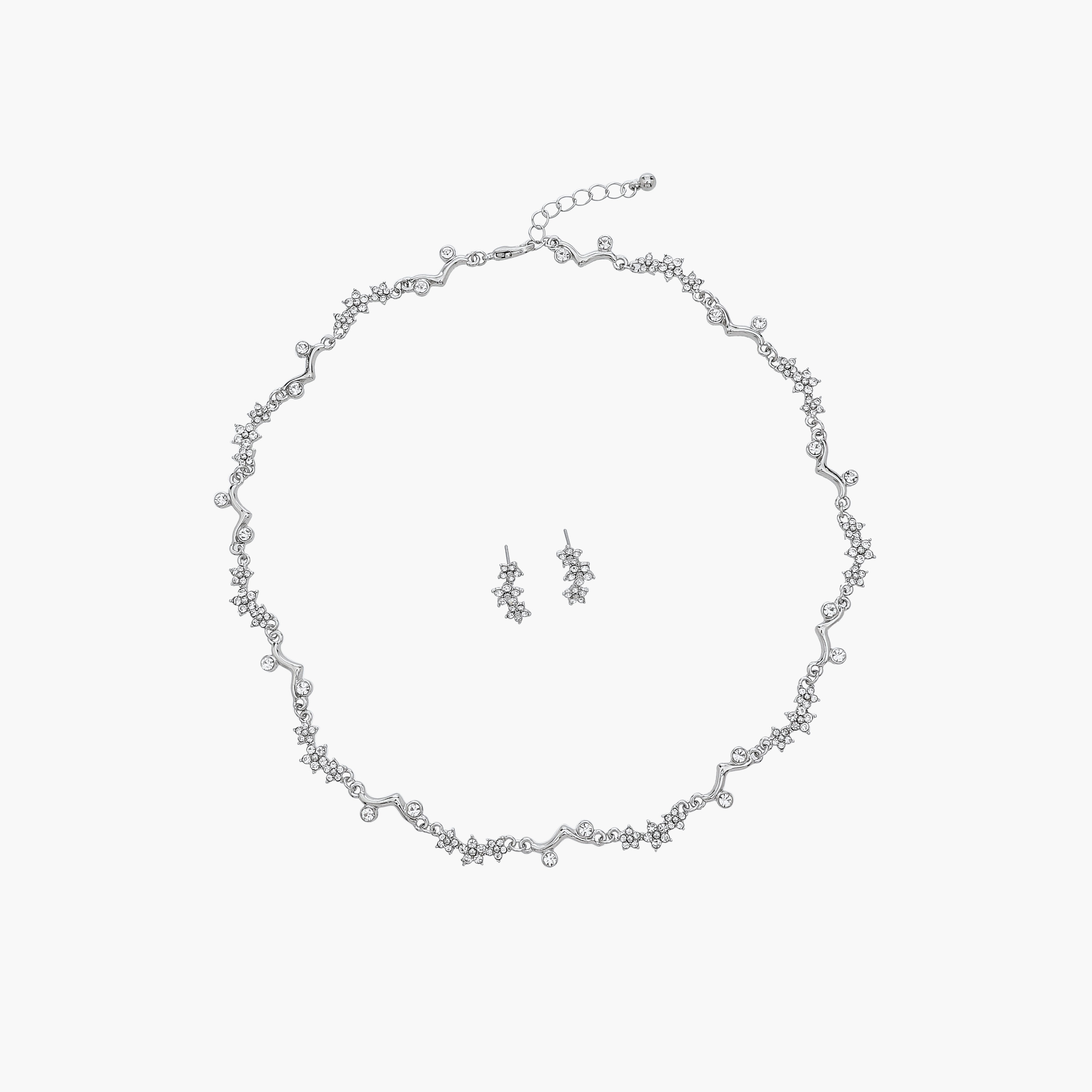 Set of 2 - Stone Embellished Necklace and Earrings-women-watchesandjewellery-jewellery-jewellerysets-image-1