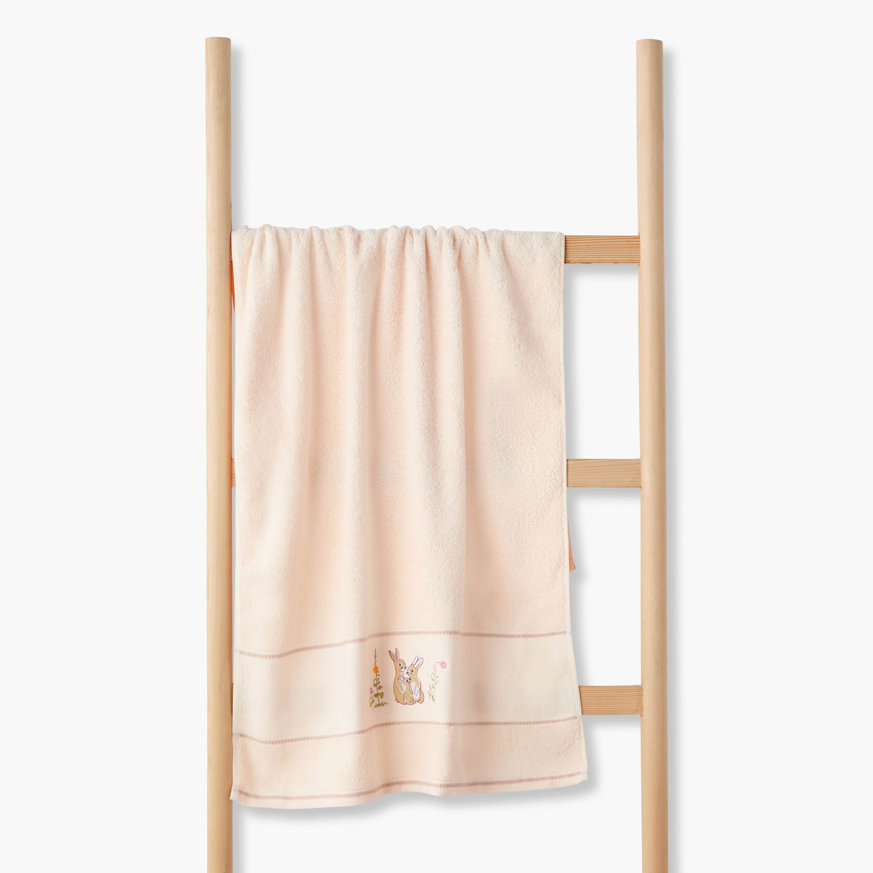 Juniors 60x120 cm Baby Towel with Bunny Embroidery-baby-bathandcare-towels-image-1
