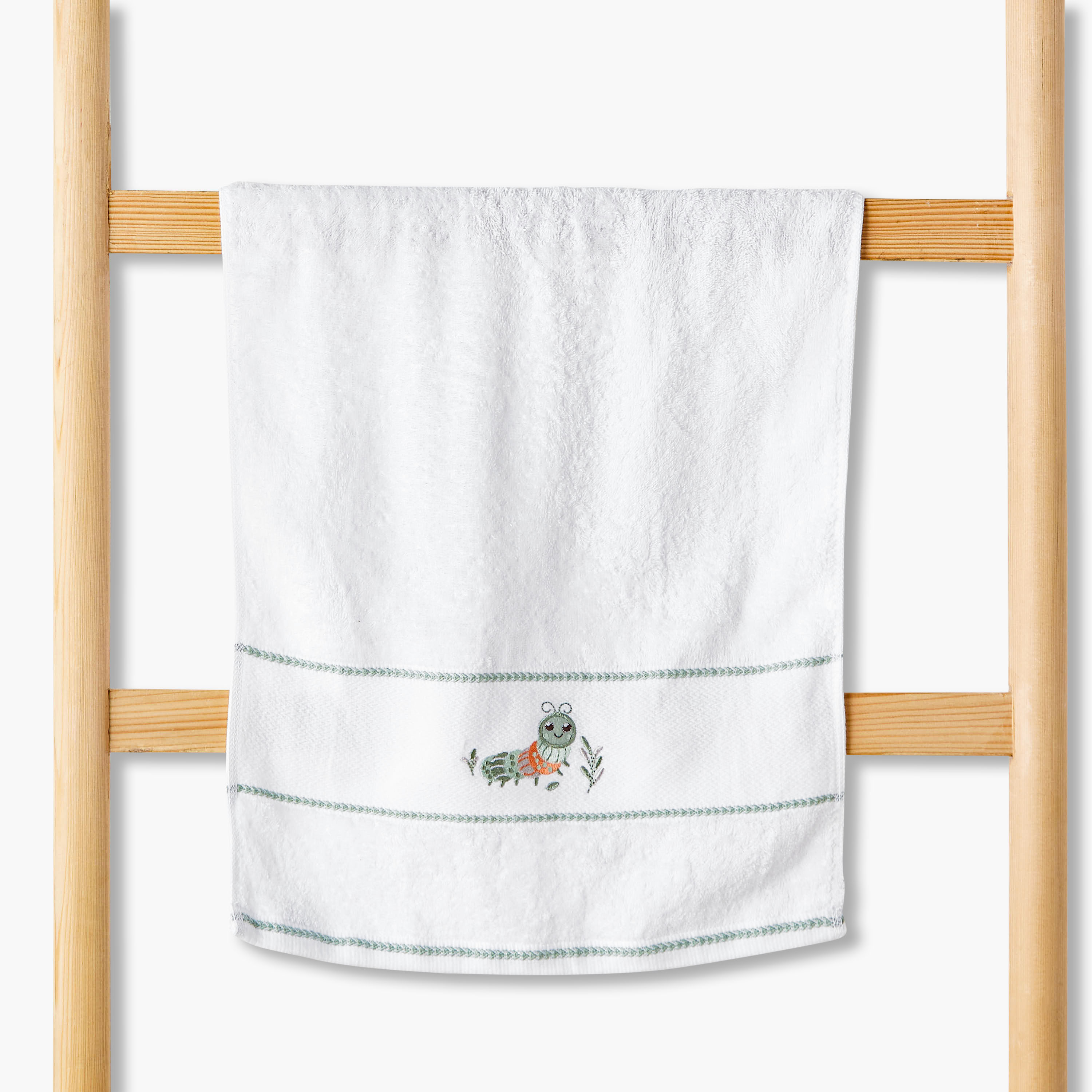 Juniors 38x76 cm Baby Towel with Caterpillar Embroidery-baby-bathandcare-towels-image-1