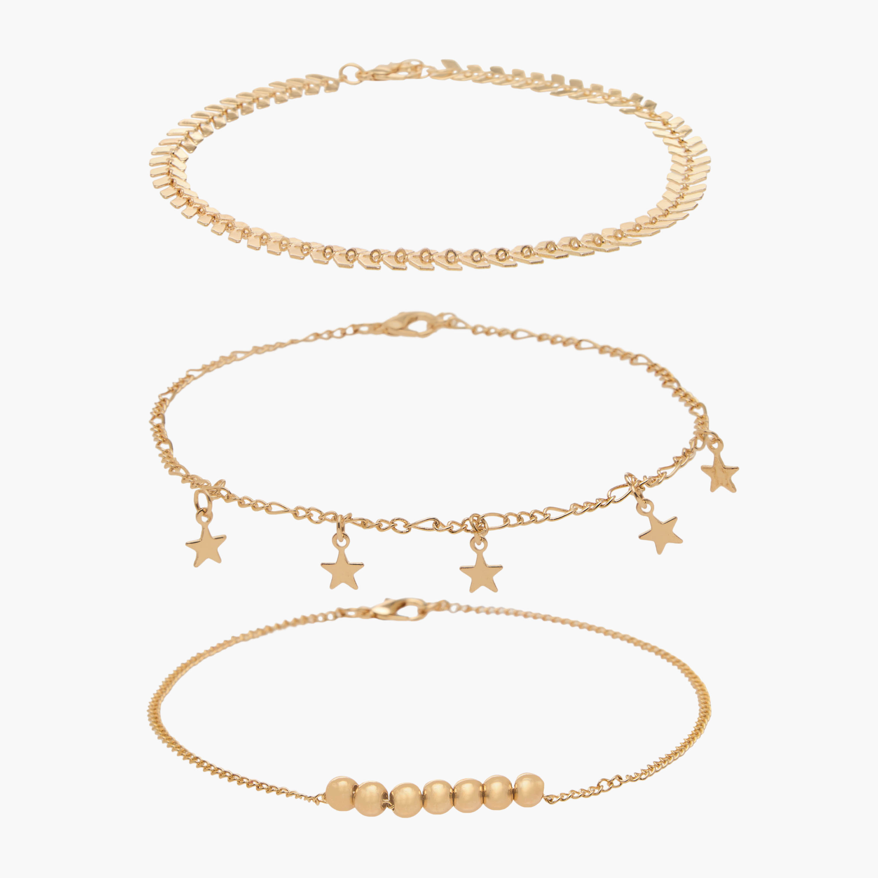 خلاخيل بزينة دلايات وطلاء ذهبي - عبوة 3 قطع-women-watchesandjewellery-jewellery-anklets-image-9