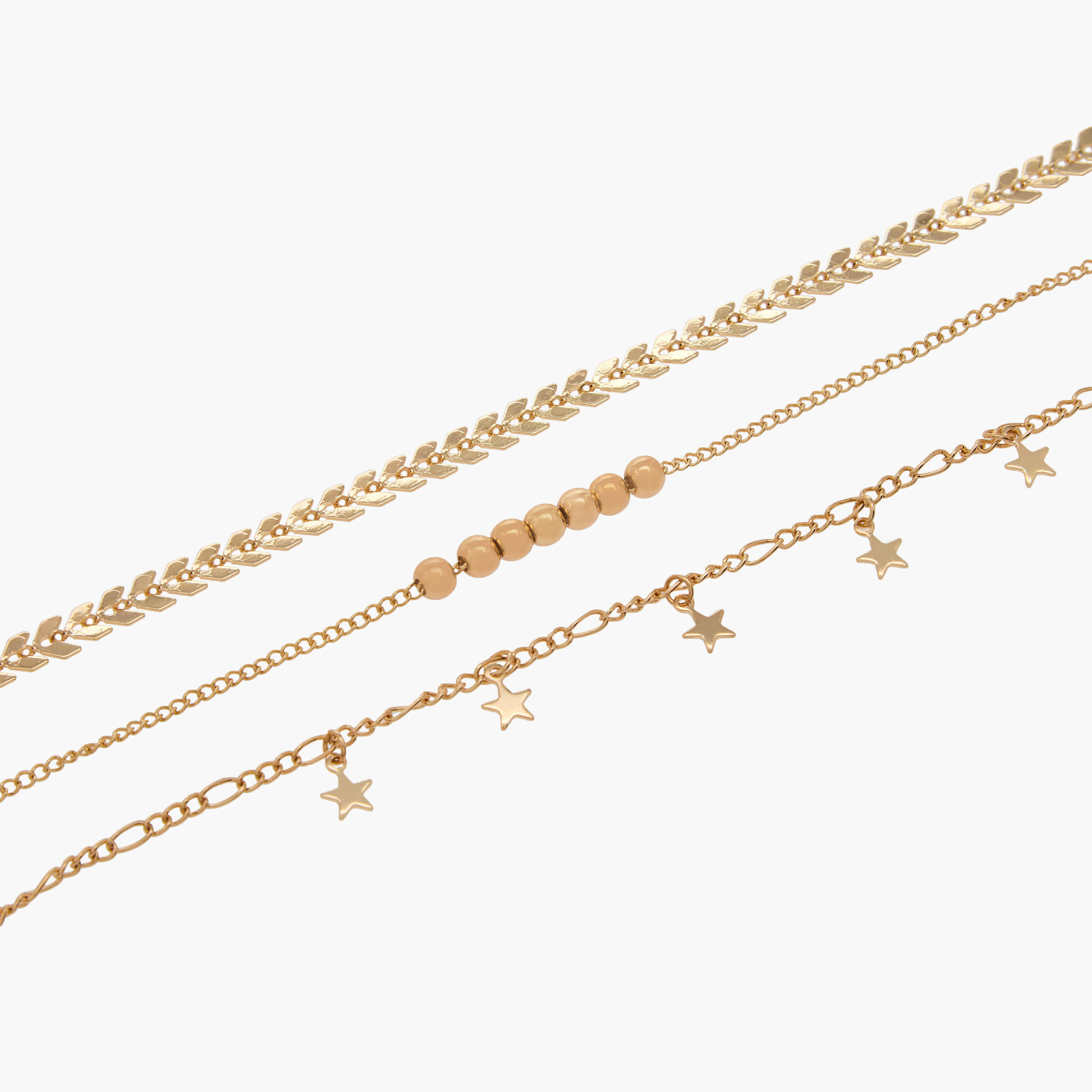 خلاخيل بزينة دلايات وطلاء ذهبي - عبوة 3 قطع-women-watchesandjewellery-jewellery-anklets-image-2