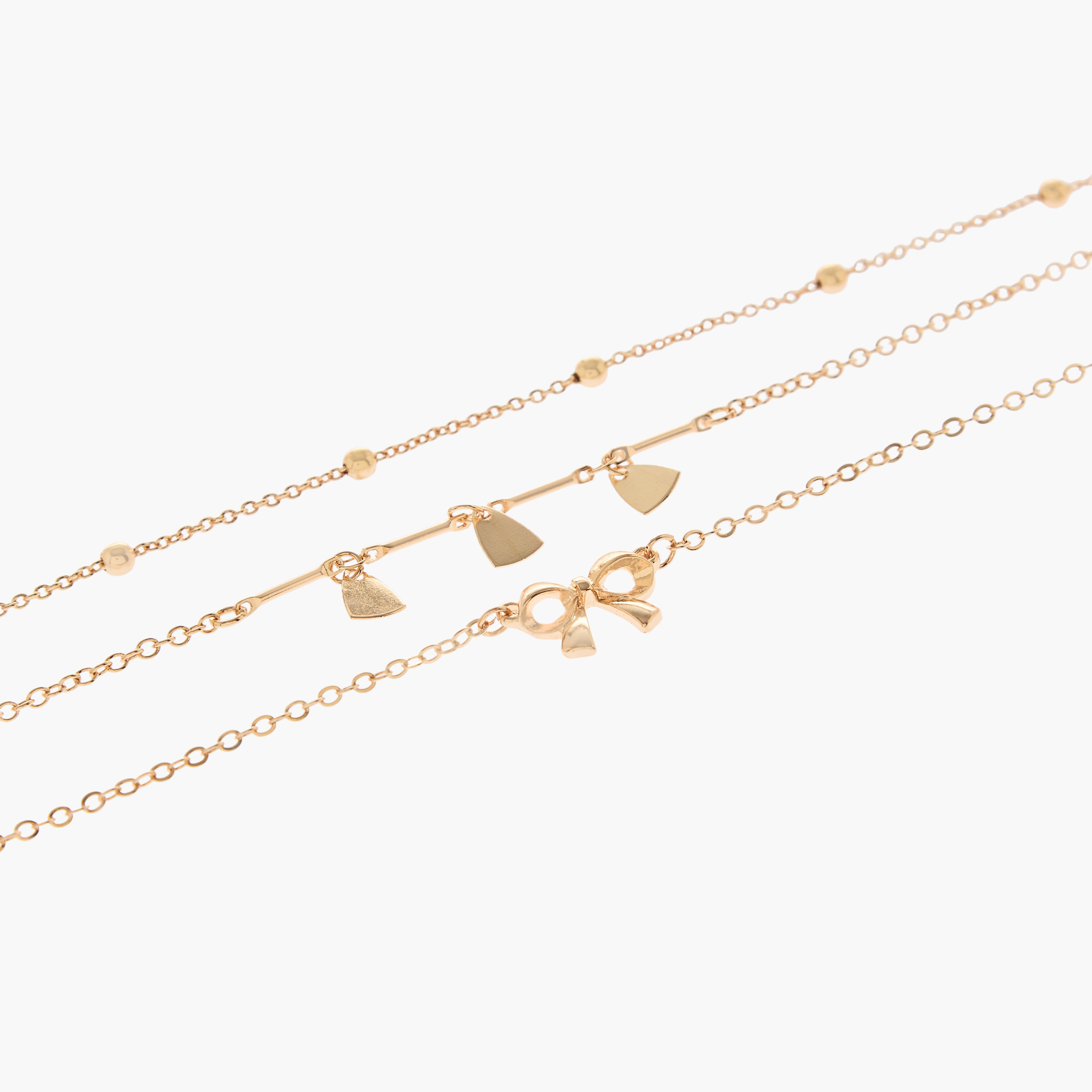 خلاخيل ميتاليك بدلاية - طقم 3 قطع-women-watchesandjewellery-jewellery-anklets-image-1