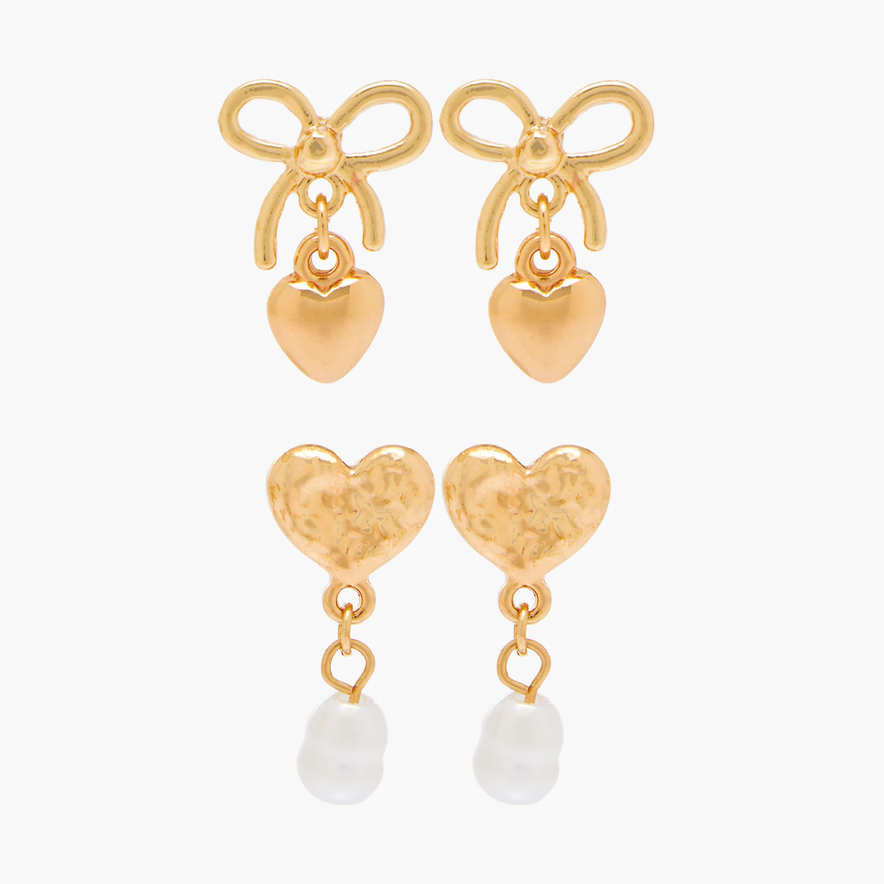 Pack of 2 Gold Finish Earrings with Pushback Closure-women-watchesandjewellery-jewellery-earrings-image-1