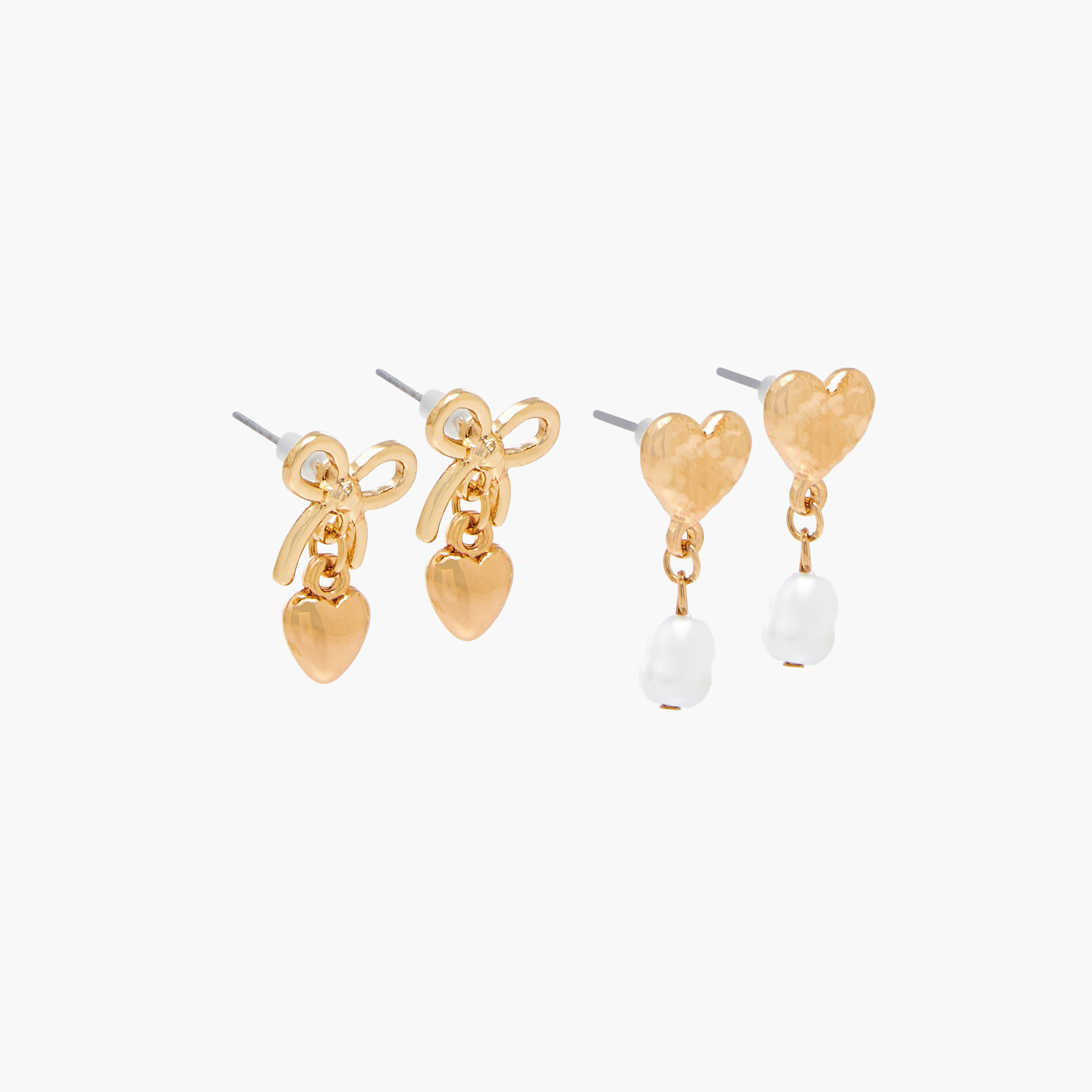 Pack of 2 Gold Finish Earrings with Pushback Closure-women-watchesandjewellery-jewellery-earrings-image-2