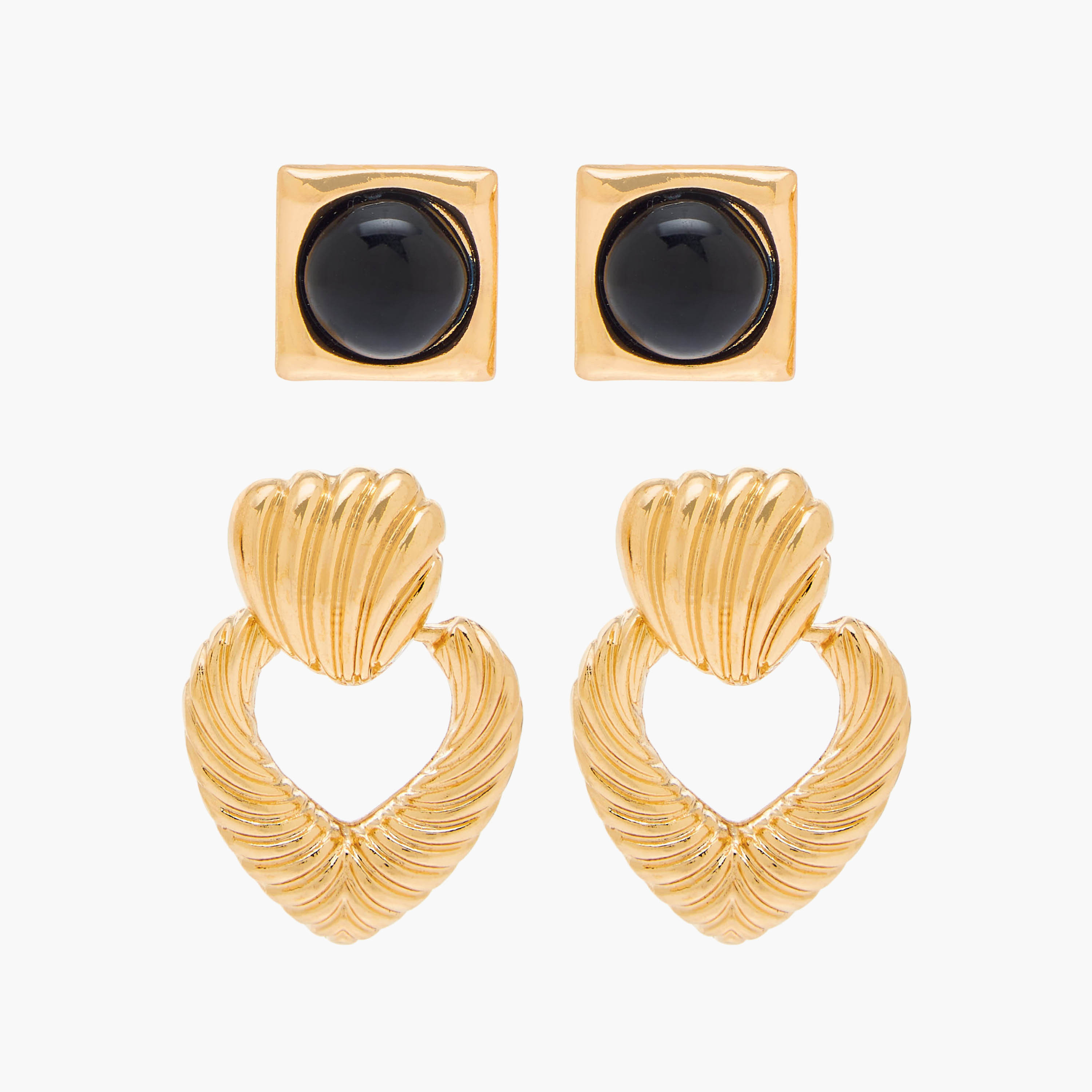 Pack of 2 Metallic Earrings with Pushback Closure-women-watchesandjewellery-jewellery-earrings-image-1
