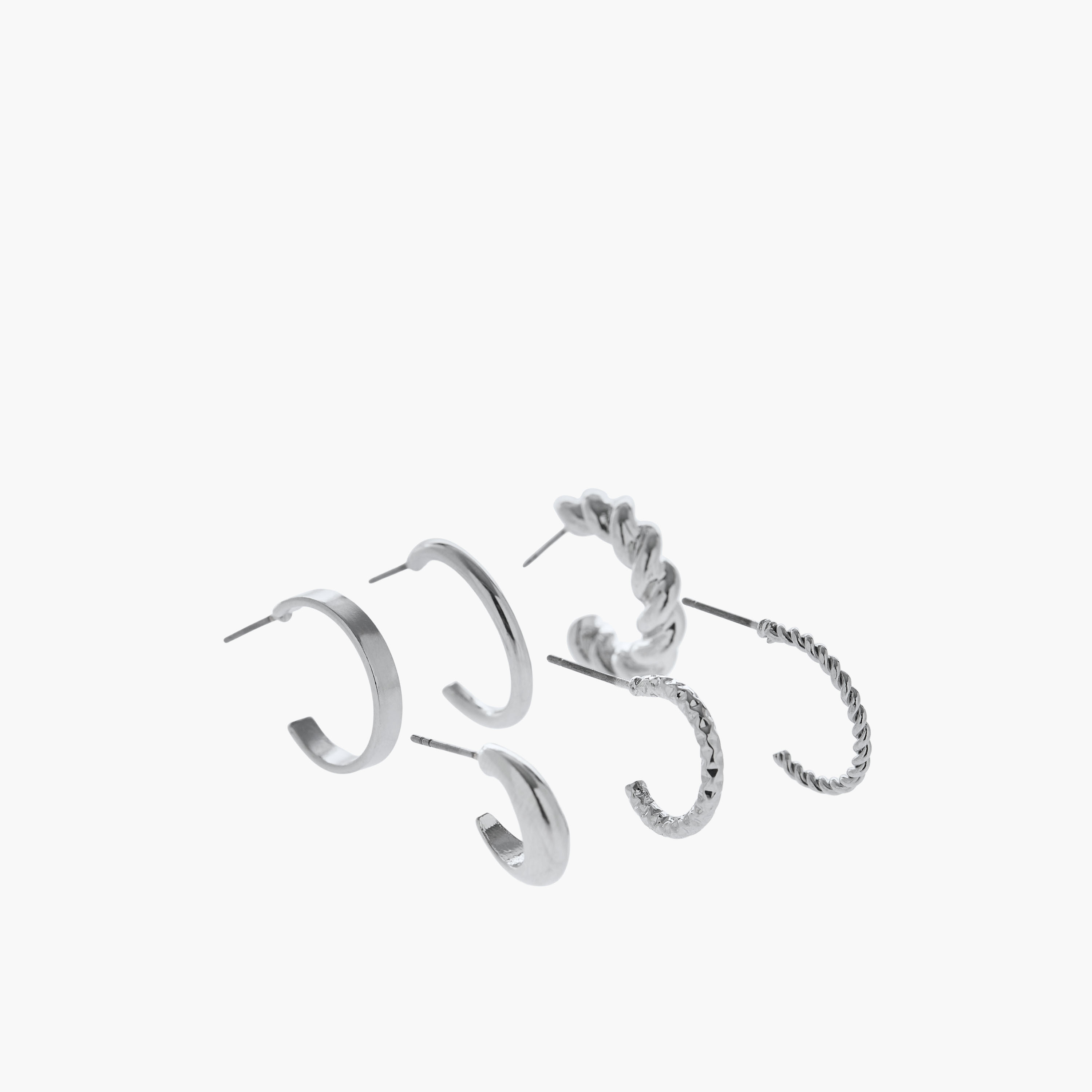 Pack of 6 Silver Tone Hoop Earrings with Pushback Closure-women-watchesandjewellery-jewellery-earrings-image-4
