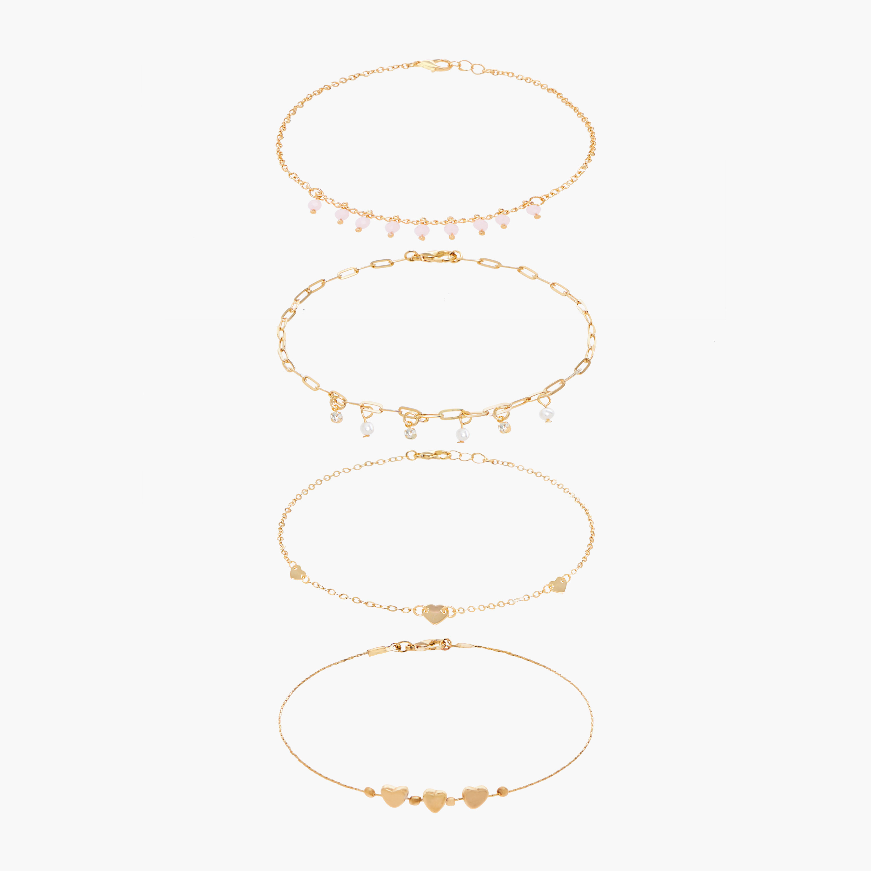 خلاخيل ميتاليك مزينة بدلايات - طقم من 4 قطع-women-watchesandjewellery-jewellery-anklets-image-10
