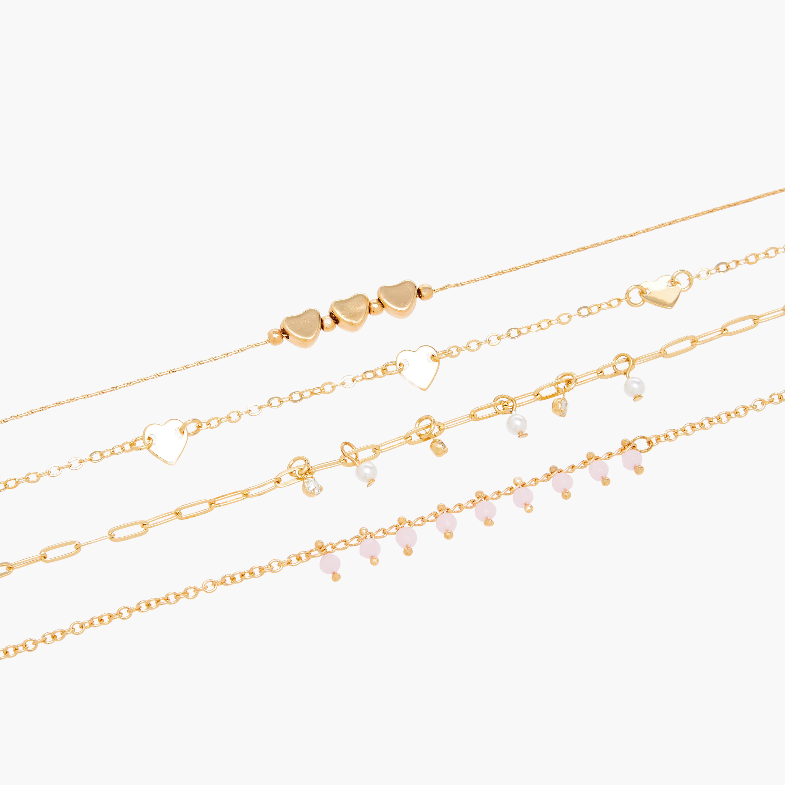 خلاخيل ميتاليك مزينة بدلايات - طقم من 4 قطع-women-watchesandjewellery-jewellery-anklets-image-11