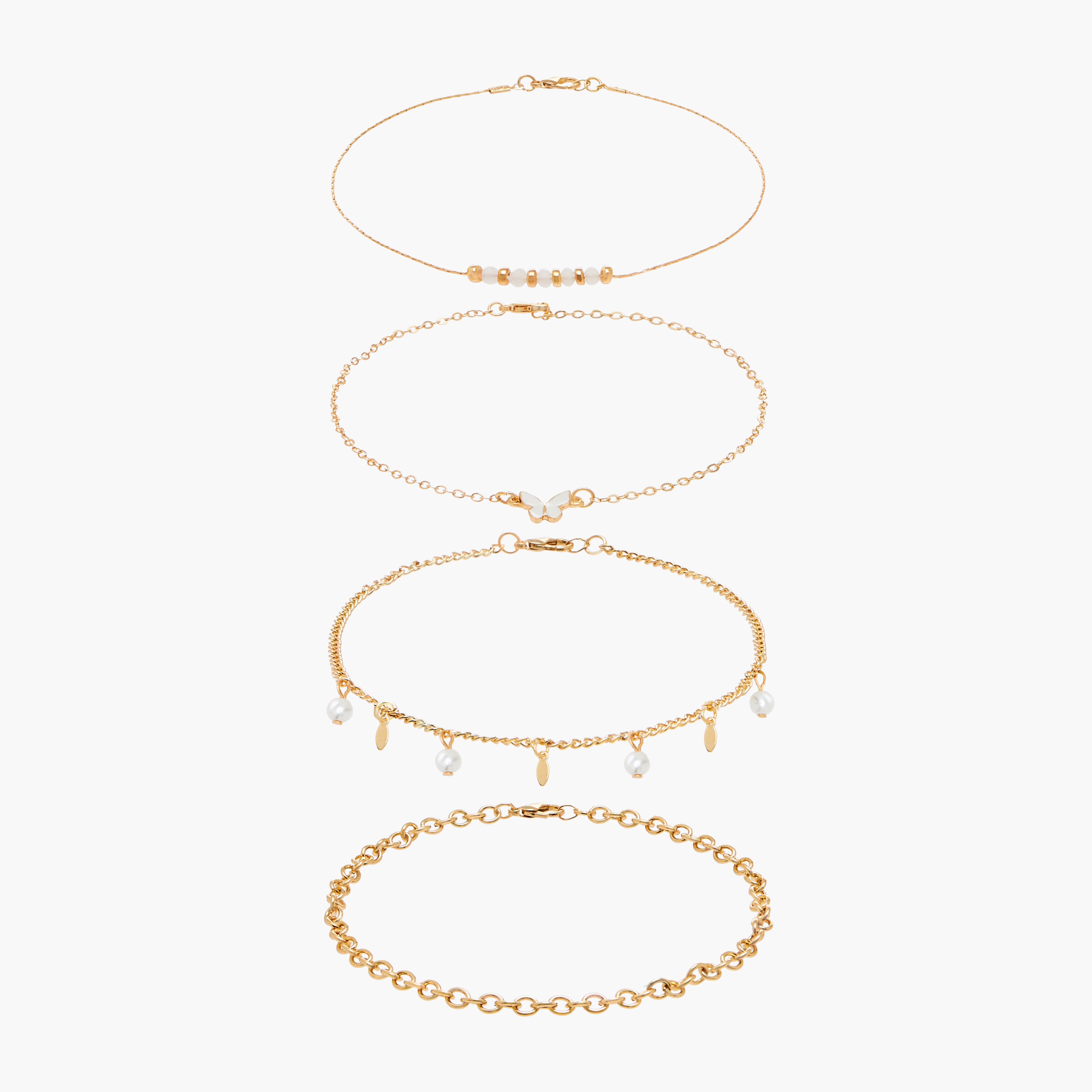 طقم من 4 خلخال معدني بزينة-women-watchesandjewellery-jewellery-anklets-image-10