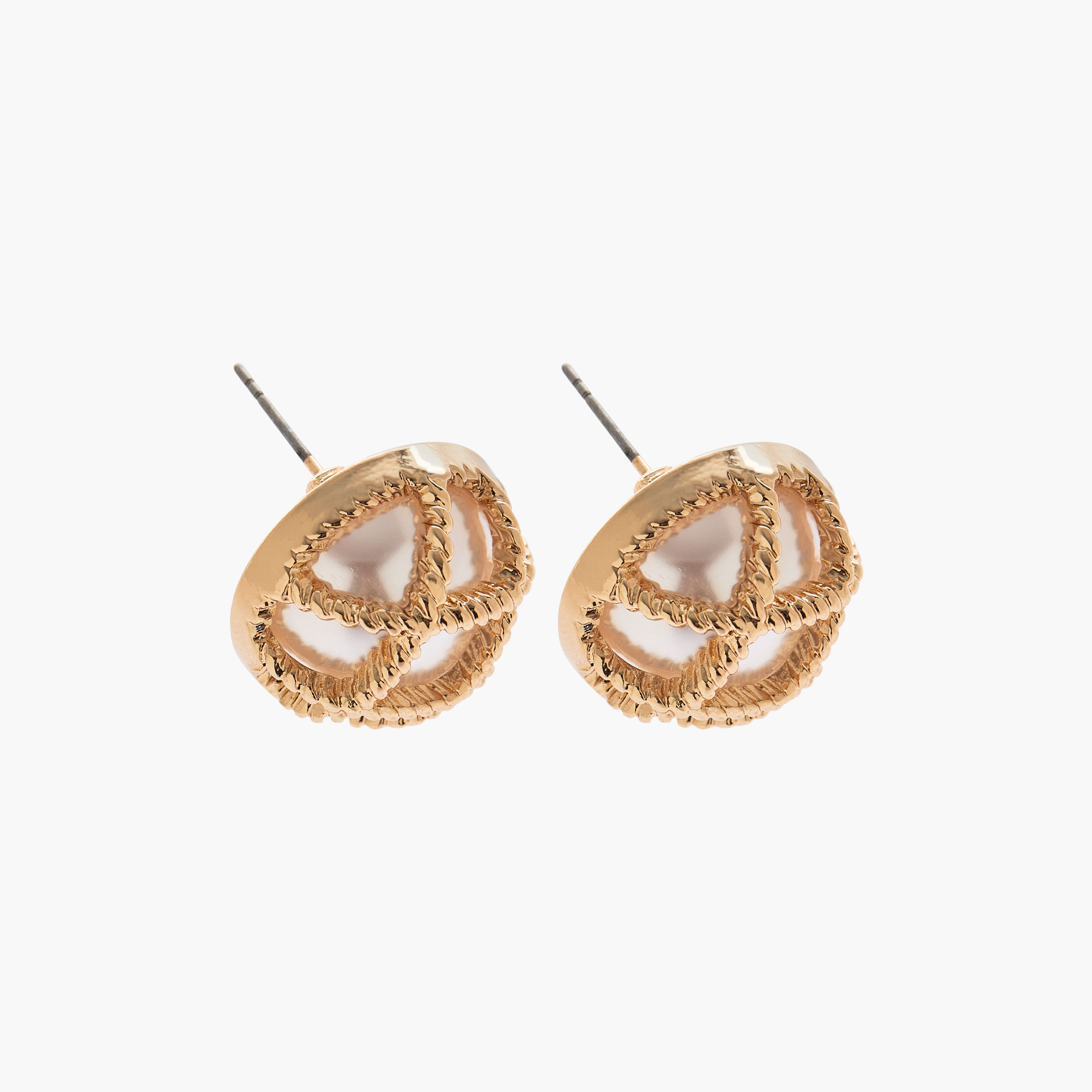 طقم من 2 أقراط بلون ذهبي ومكبس إغلاق خلفي-women-watchesandjewellery-jewellery-earrings-image-2