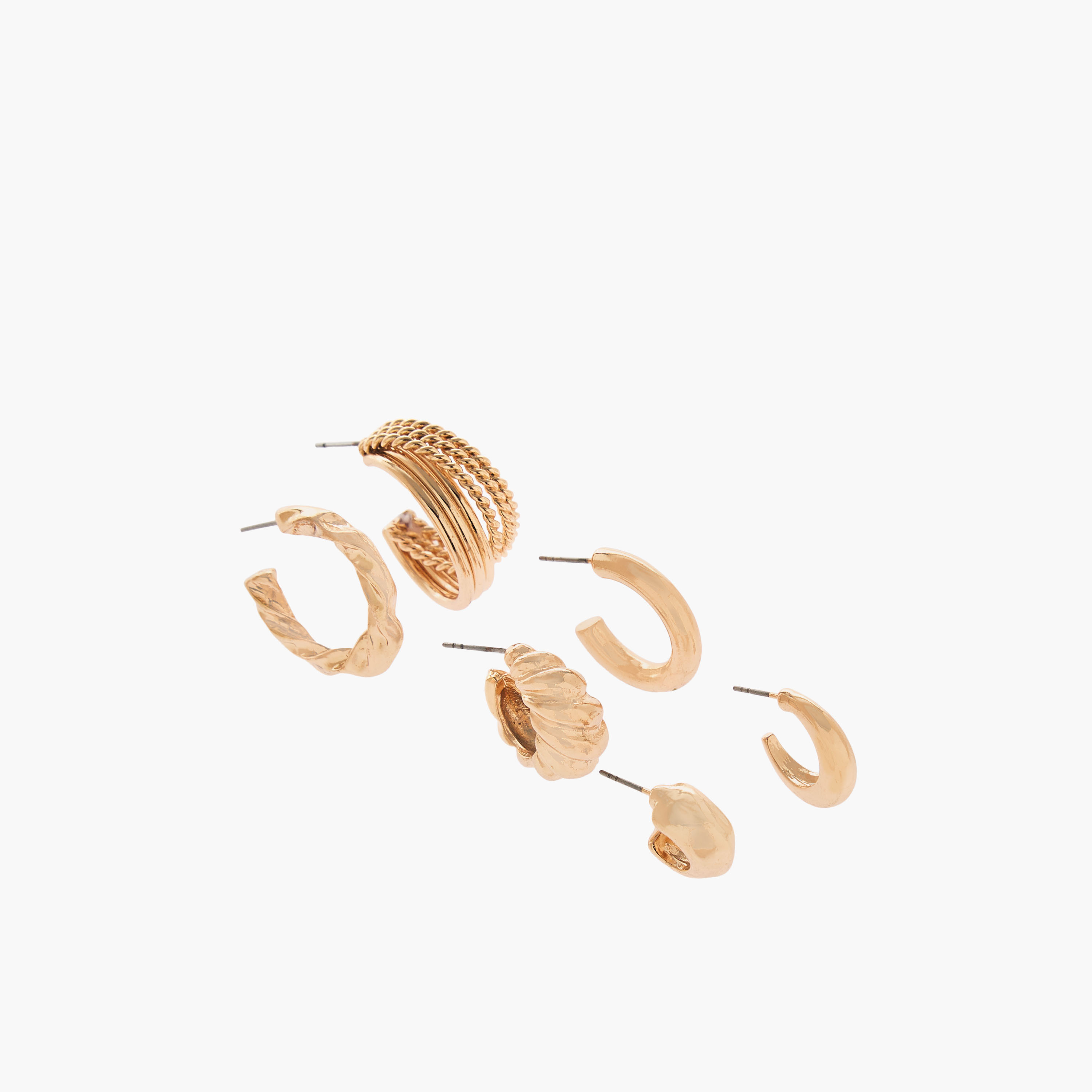 Pack of 6 Metallic Hoop Earrings with Pushback Closure-women-watchesandjewellery-jewellery-earrings-image-2
