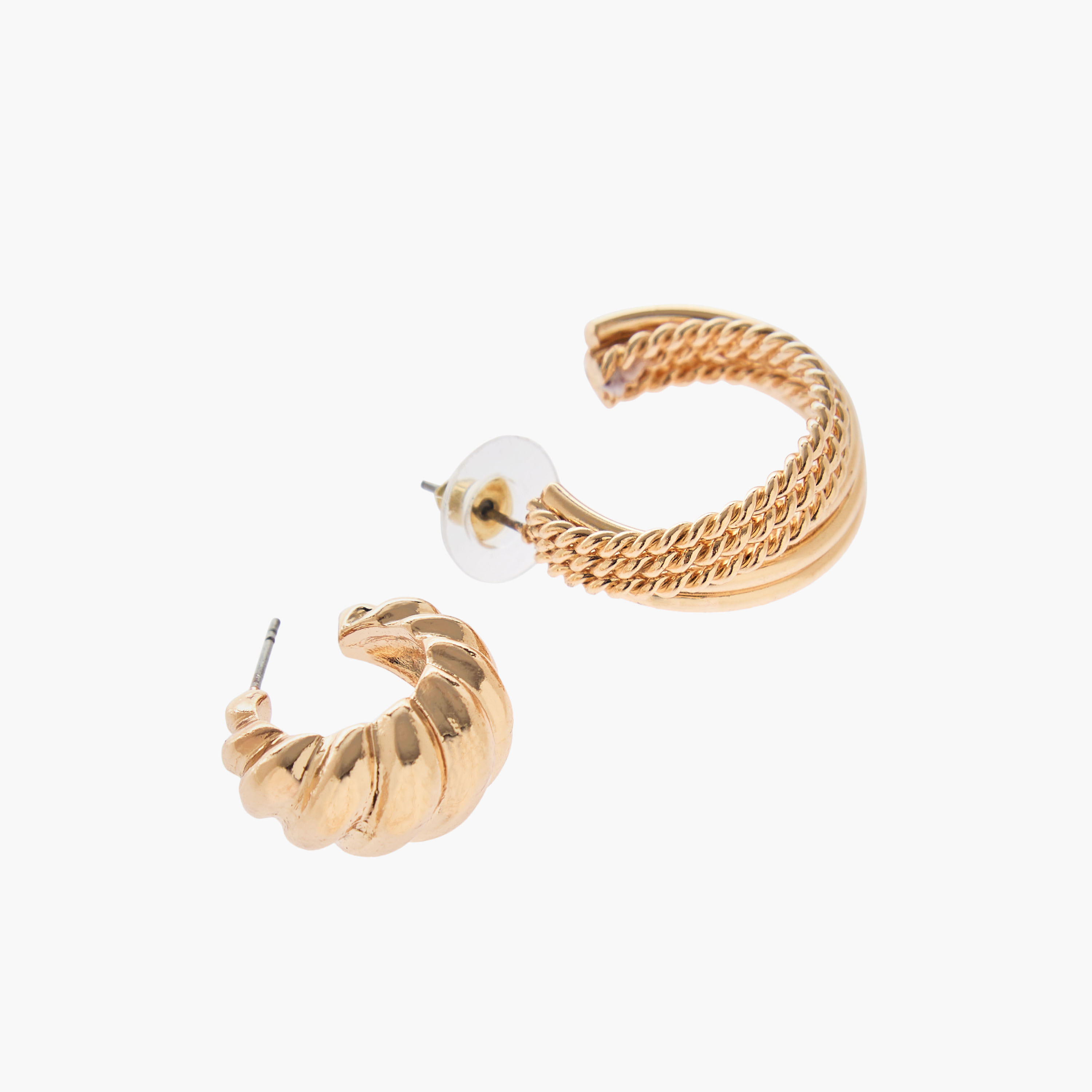 Pack of 6 Metallic Hoop Earrings with Pushback Closure-women-watchesandjewellery-jewellery-earrings-image-4