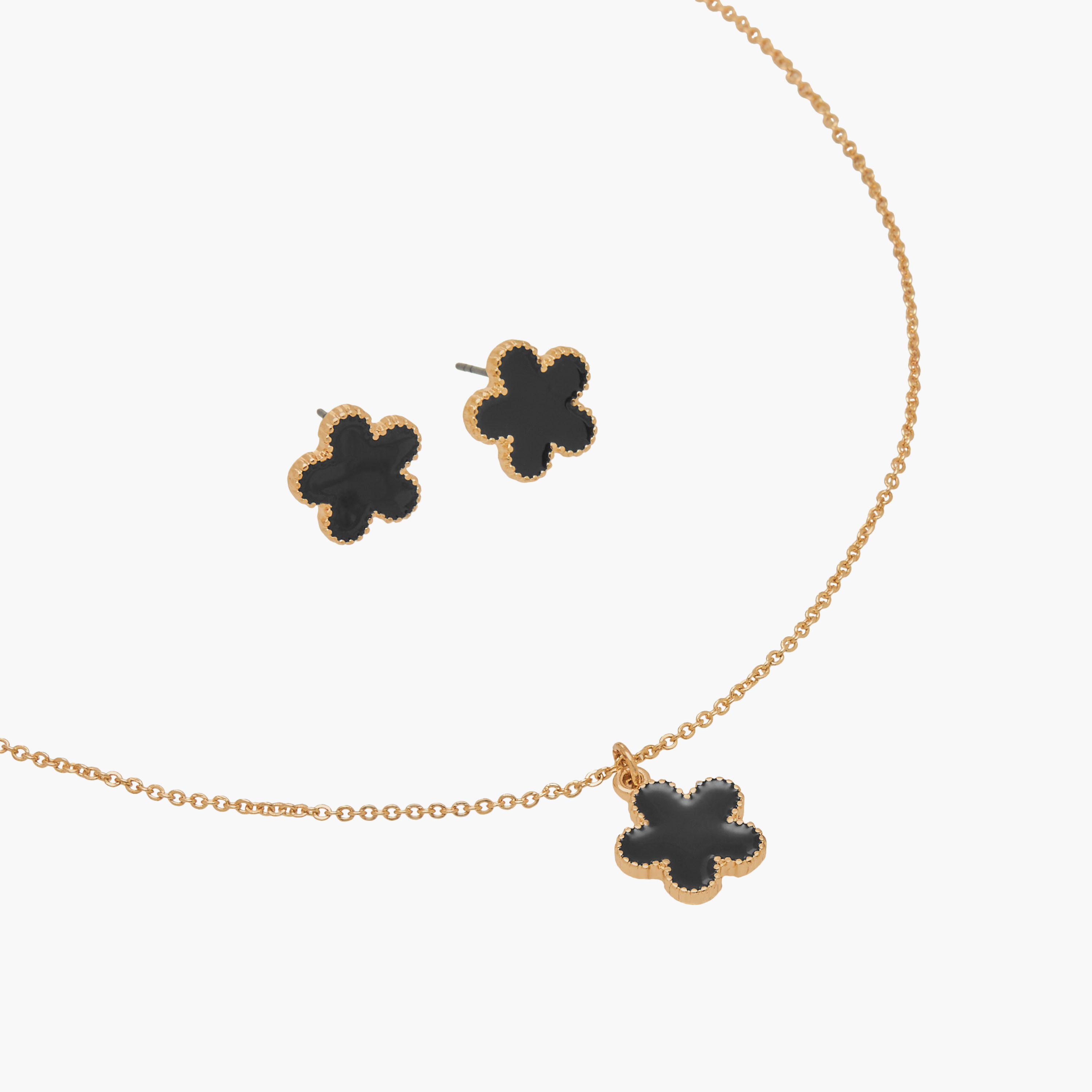 حلق وعقد مزين بالزهور - طقم من قطعتين-women-watchesandjewellery-jewellery-jewellerysets-image-2