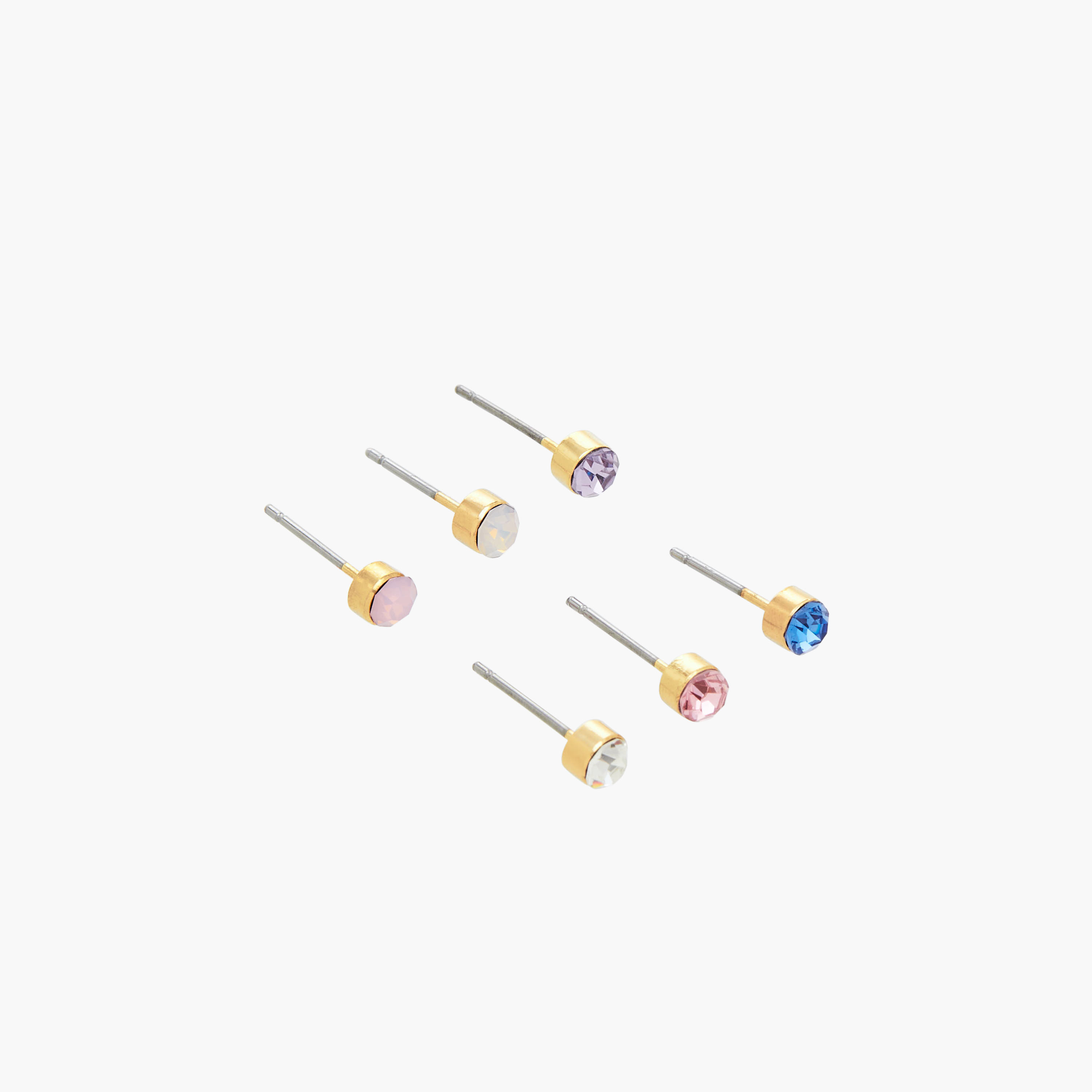 Pack of 6 Gold Tone Stone Embellished Stud Earrings with Pushback Closure-women-watchesandjewellery-jewellery-earrings-image-2