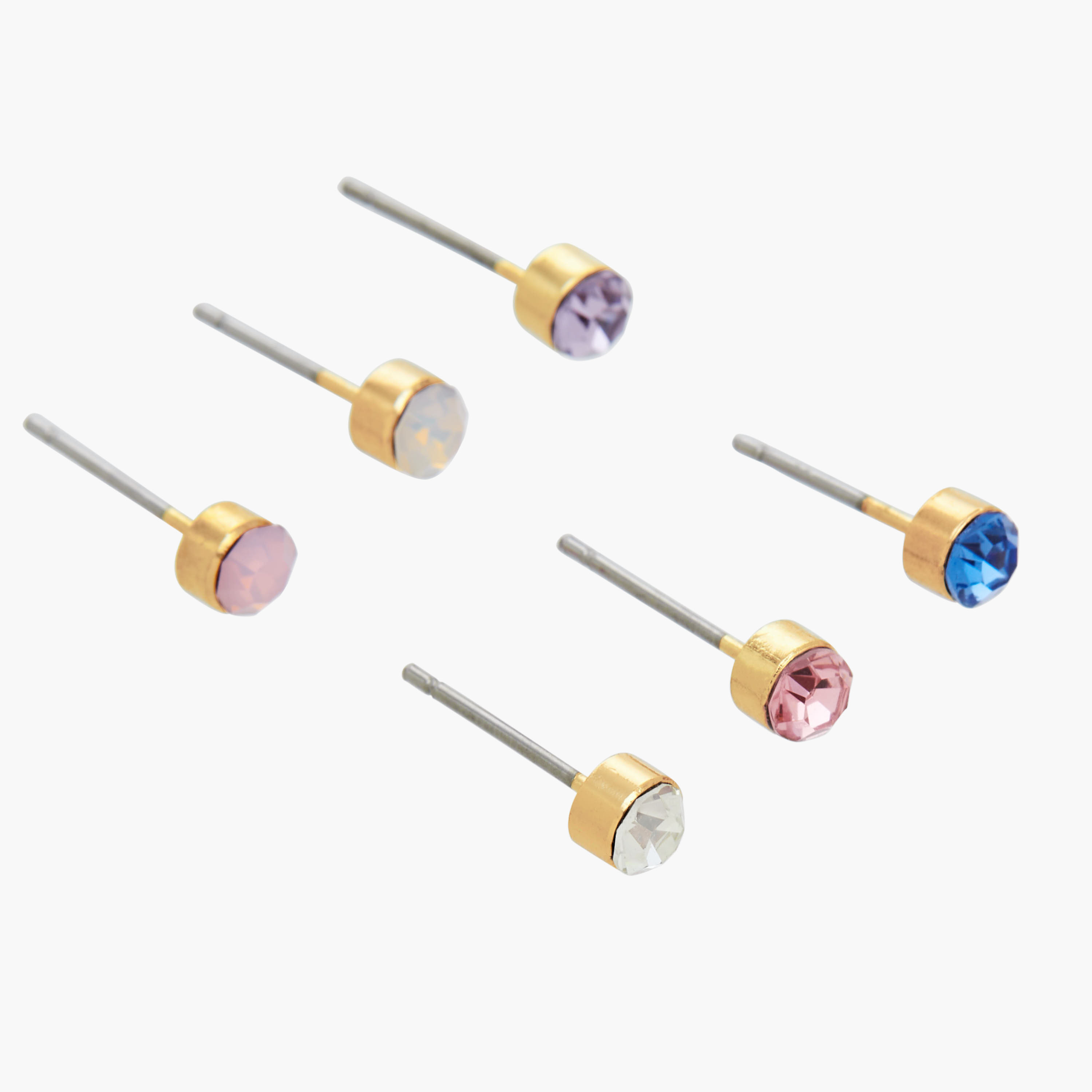 Pack of 6 Gold Tone Stone Embellished Stud Earrings with Pushback Closure-women-watchesandjewellery-jewellery-earrings-image-3