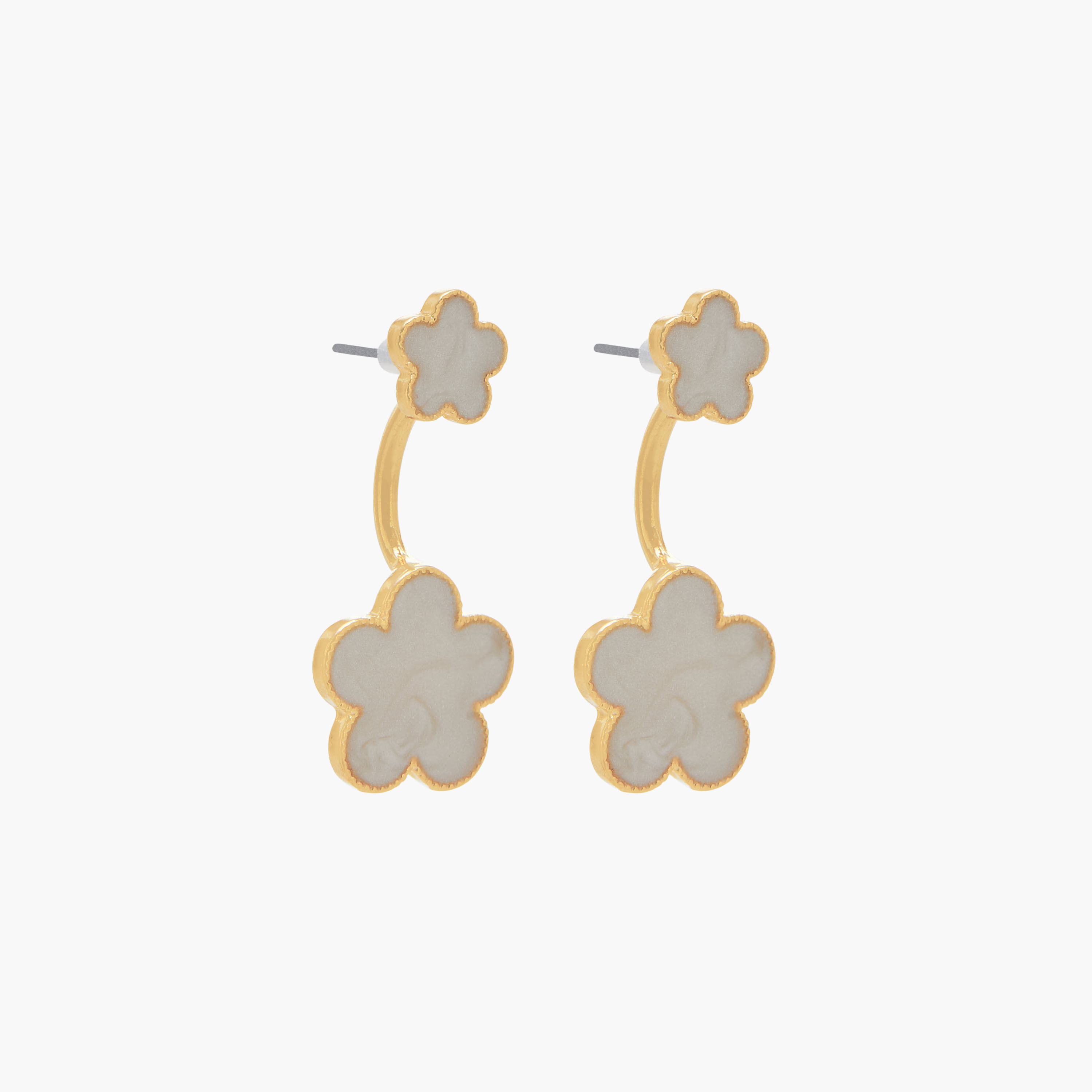 Gold Tone Floral Drop Earrings with Pushback Closure-women-watchesandjewellery-jewellery-earrings-image-2