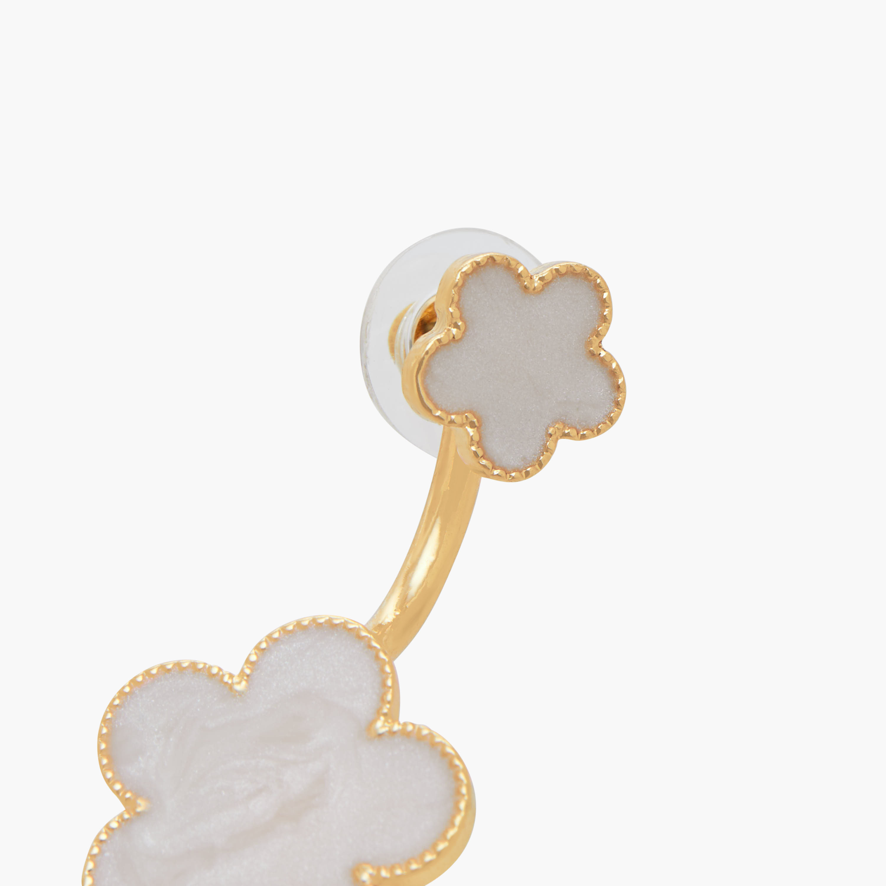 Gold Tone Floral Drop Earrings with Pushback Closure-women-watchesandjewellery-jewellery-earrings-image-3