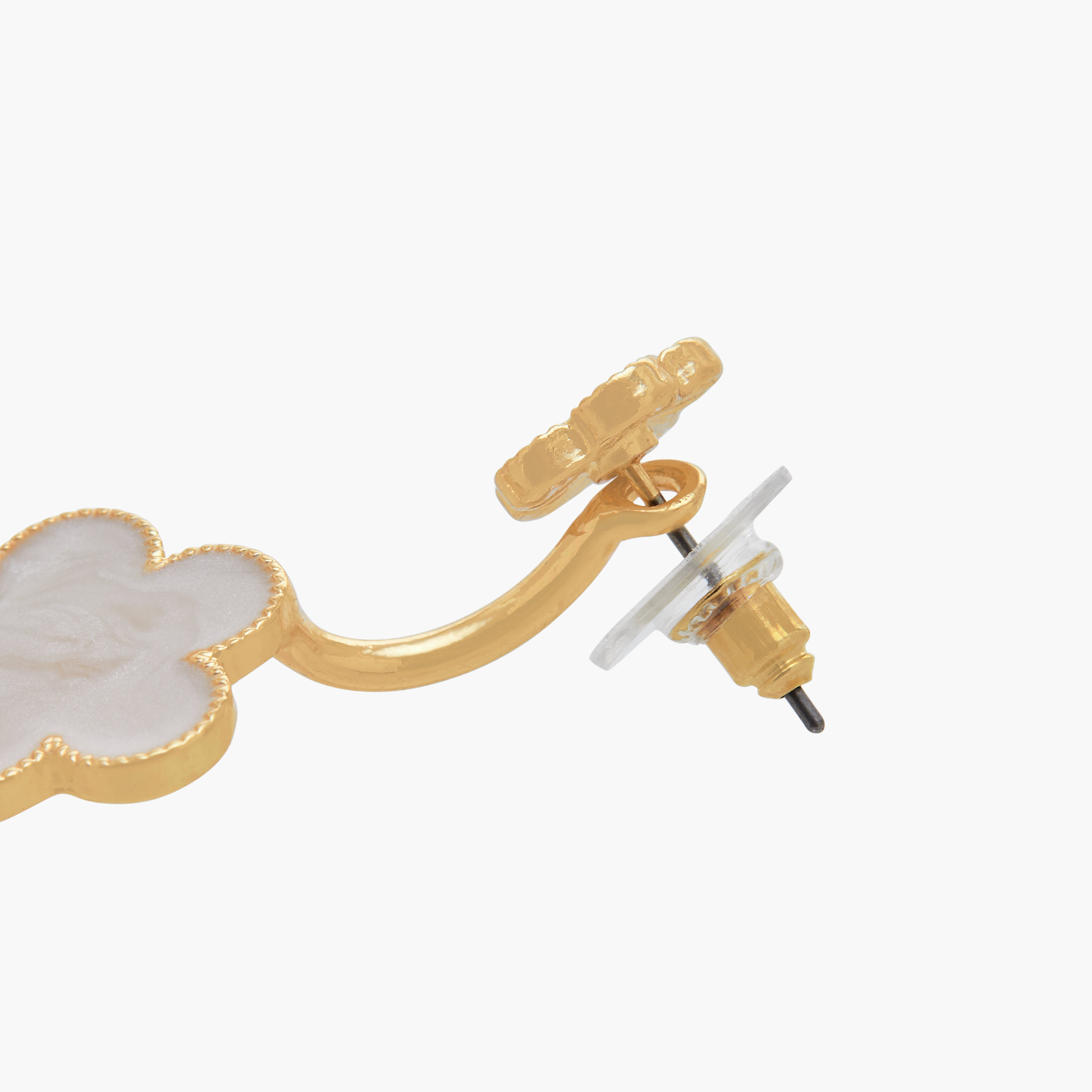 Gold Tone Floral Drop Earrings with Pushback Closure-women-watchesandjewellery-jewellery-earrings-image-4