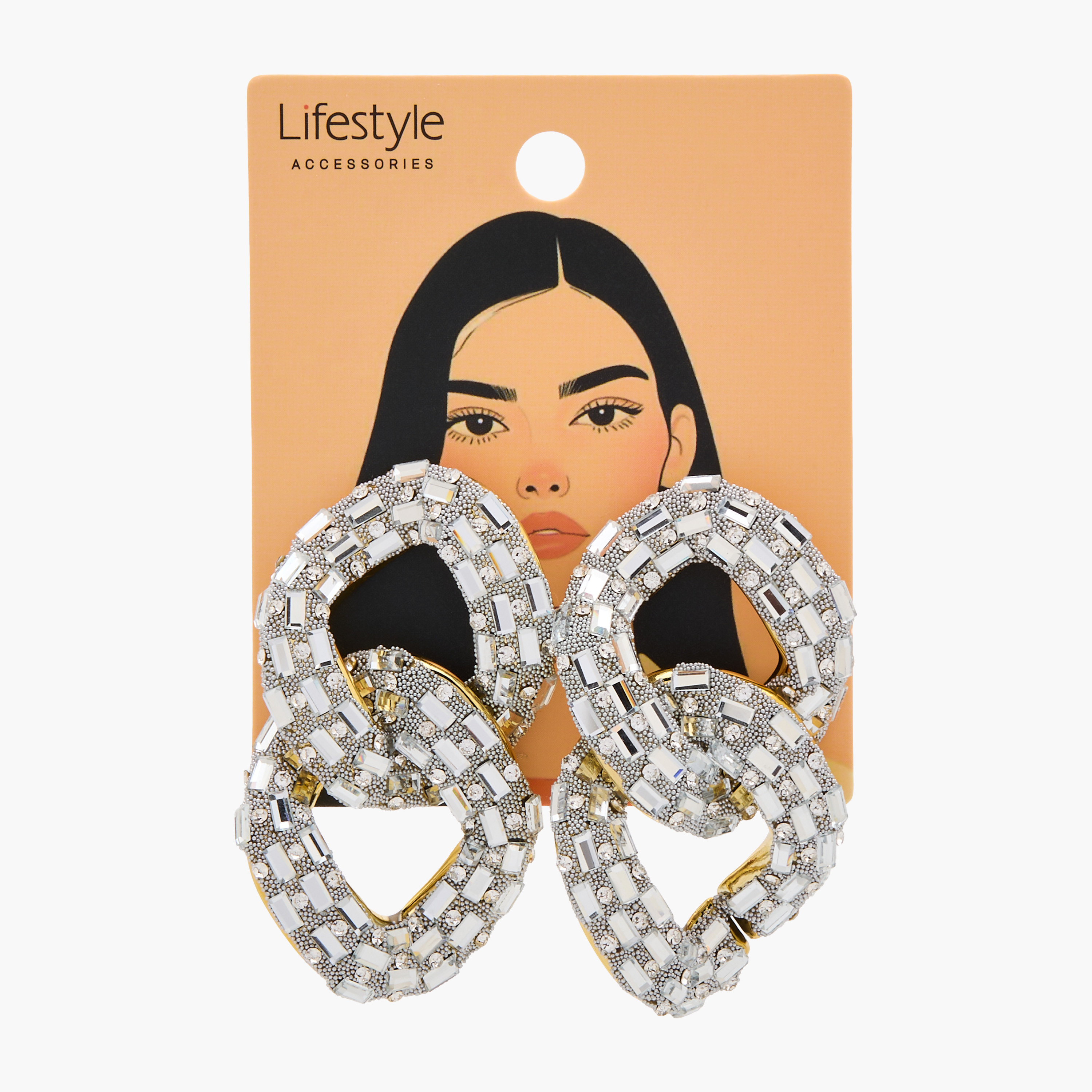 Silver Tone Embellished Earrings with Pushback Closure-women-watchesandjewellery-jewellery-earrings-image-5