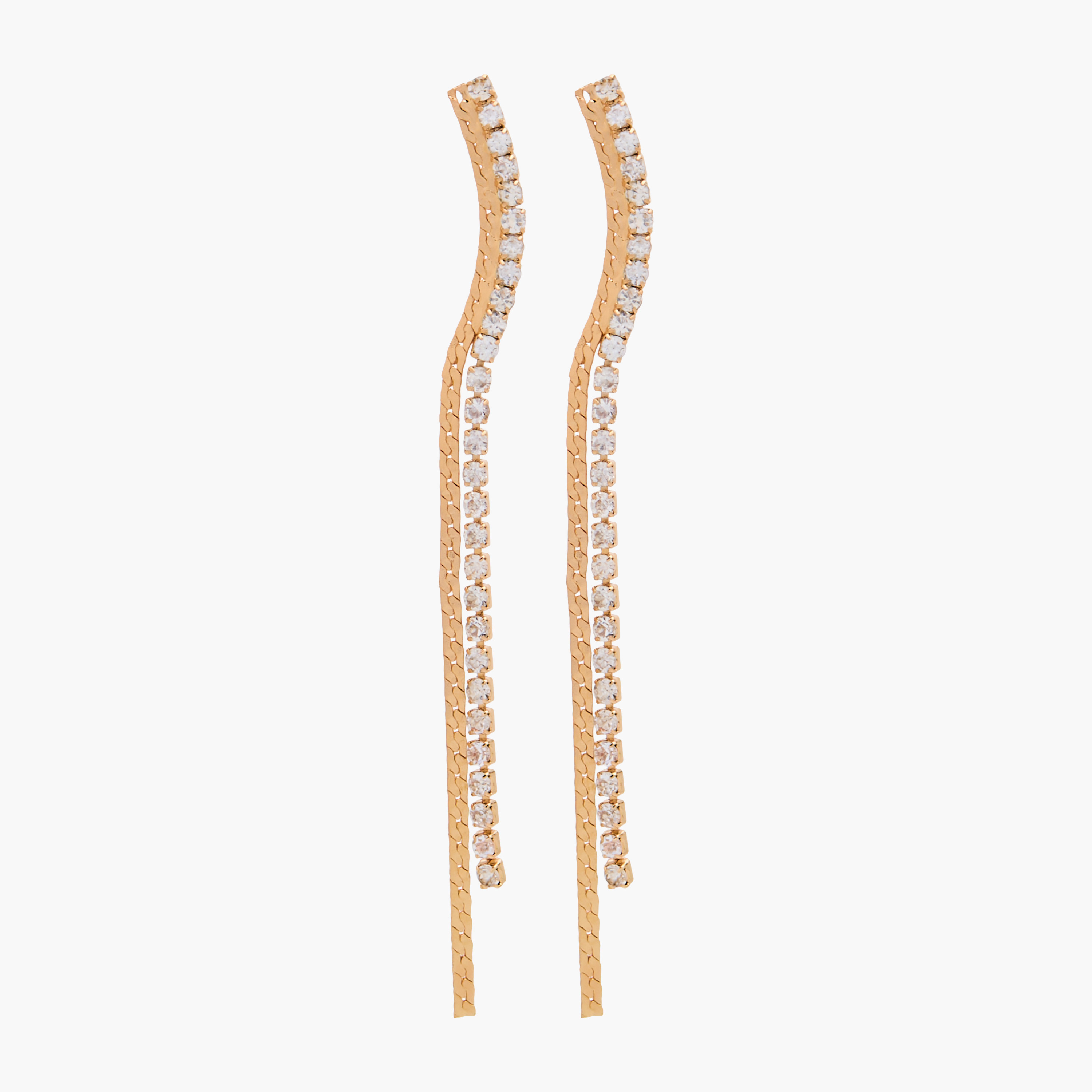 Gold Tone Stone Embellished Earrings with Pushback Closure-women-watchesandjewellery-jewellery-earrings-image-2