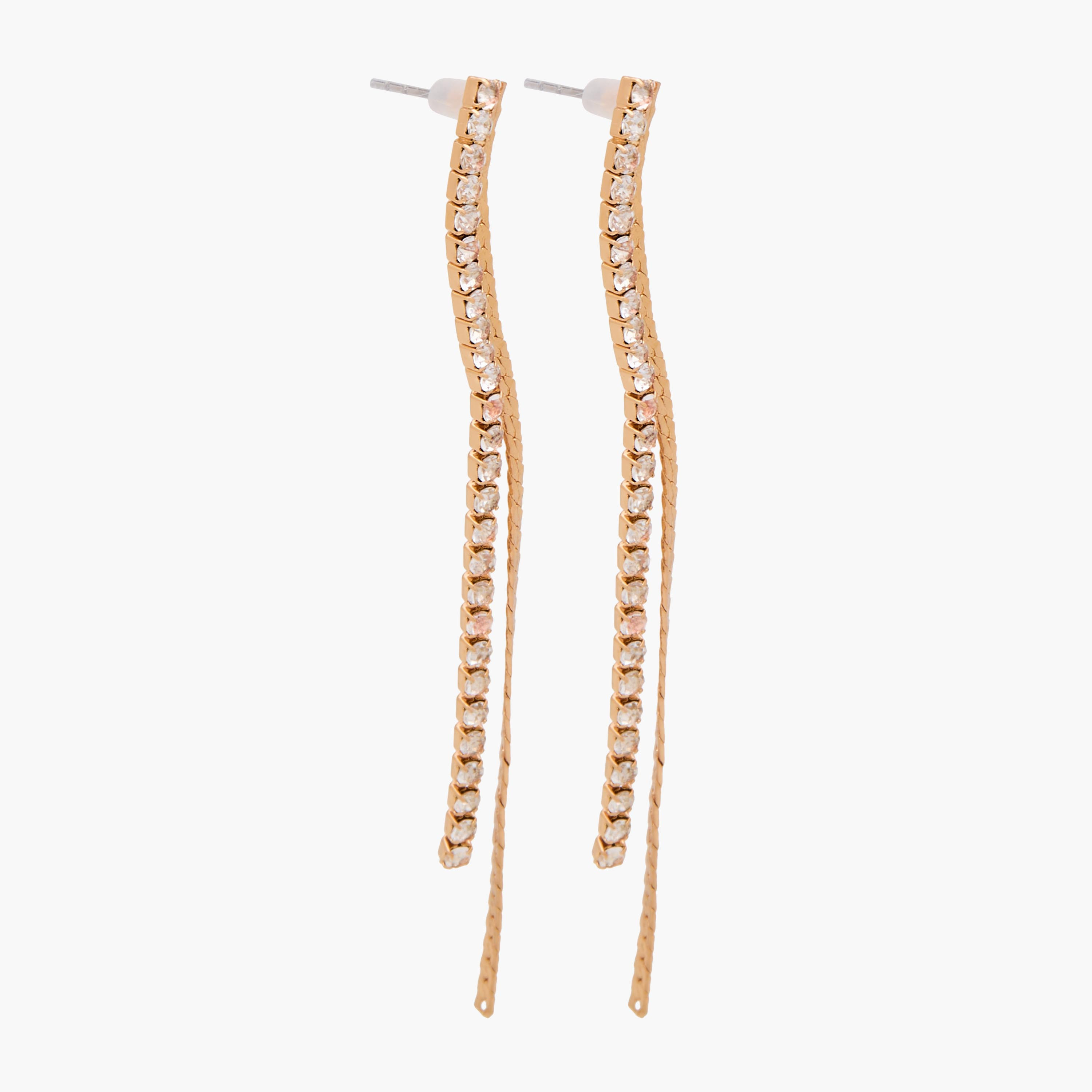 Gold Tone Stone Embellished Earrings with Pushback Closure-women-watchesandjewellery-jewellery-earrings-image-3