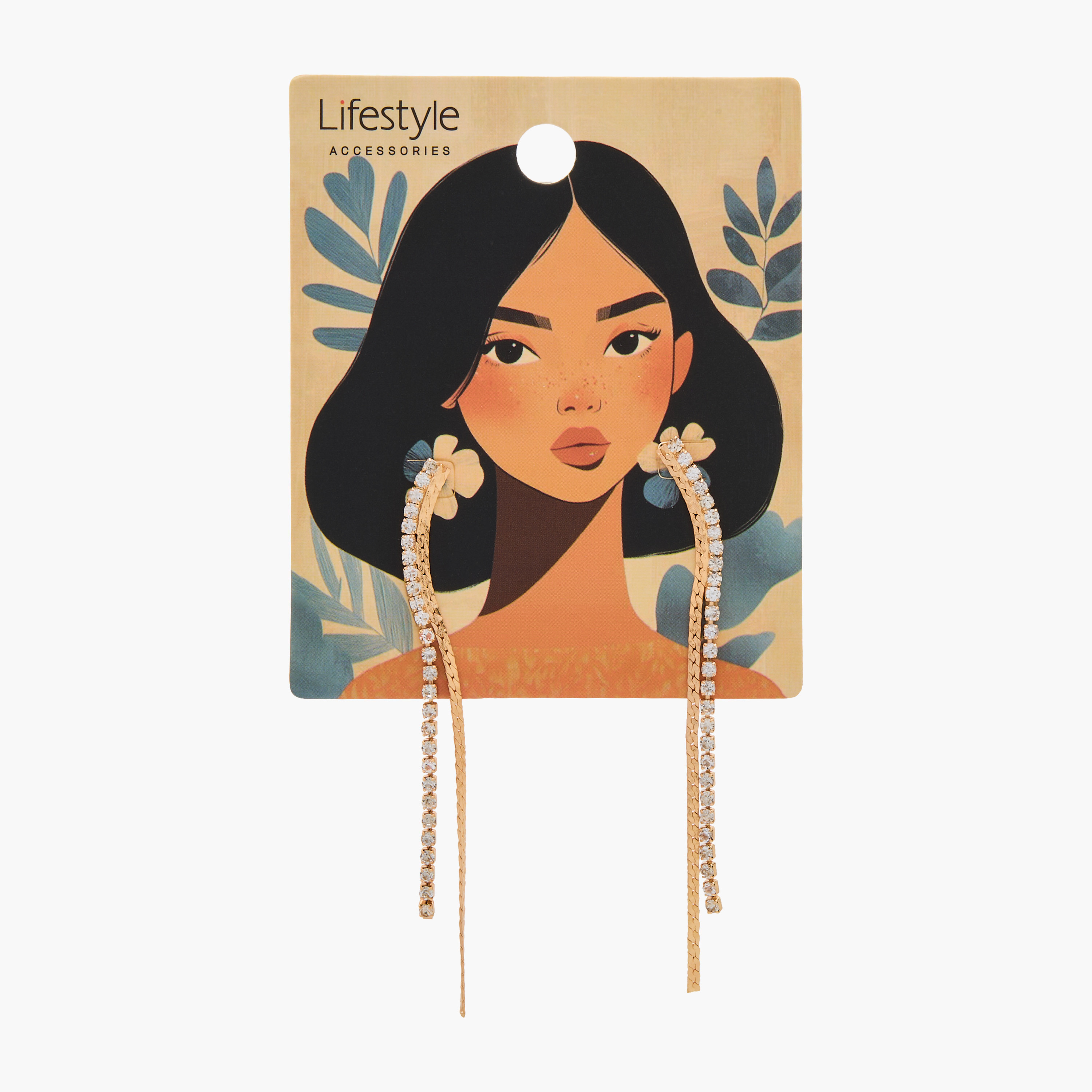 Gold Tone Stone Embellished Earrings with Pushback Closure-women-watchesandjewellery-jewellery-earrings-image-7