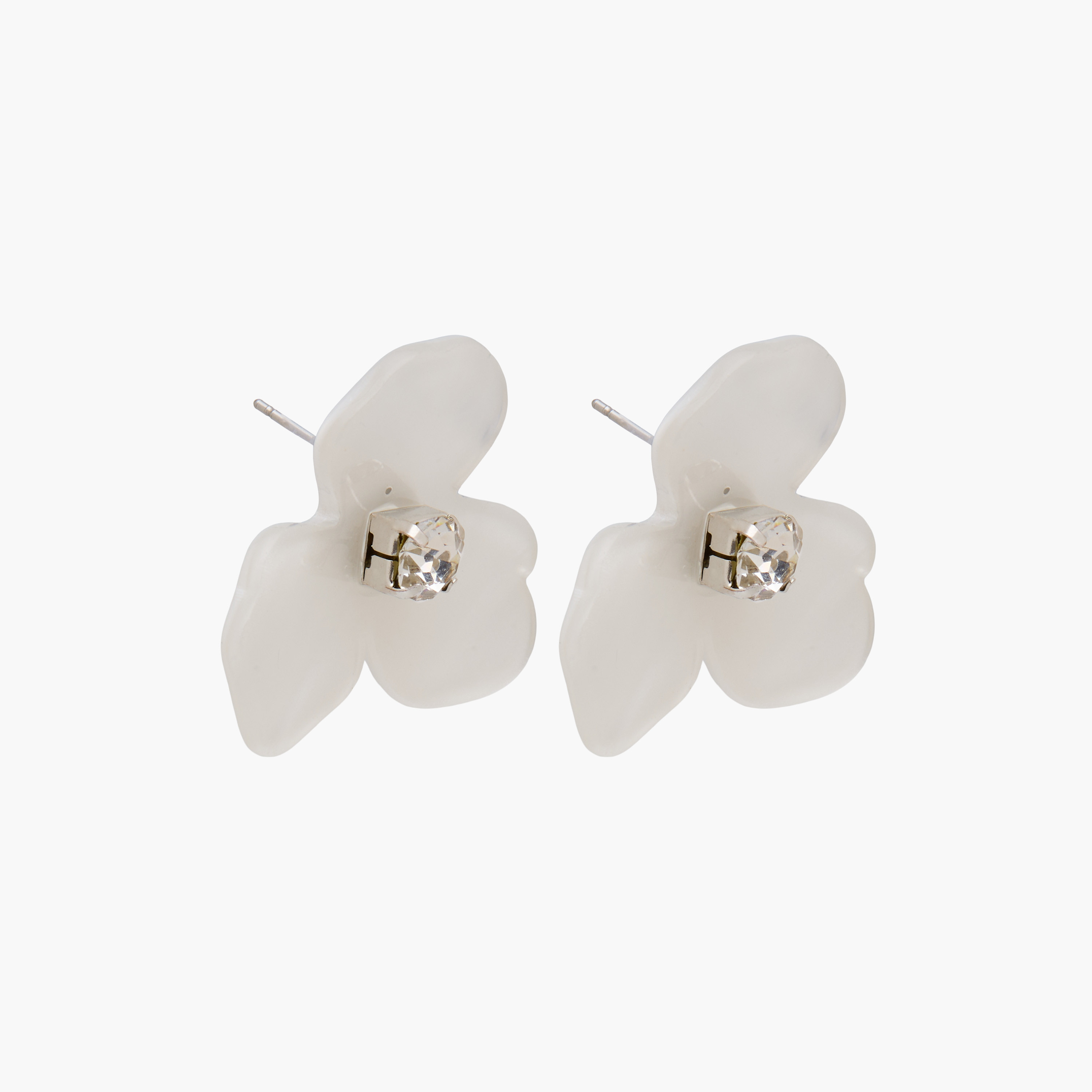Silver Tone Floral Stone Embellished Earrings with Pushback Closure-women-watchesandjewellery-jewellery-earrings-image-2