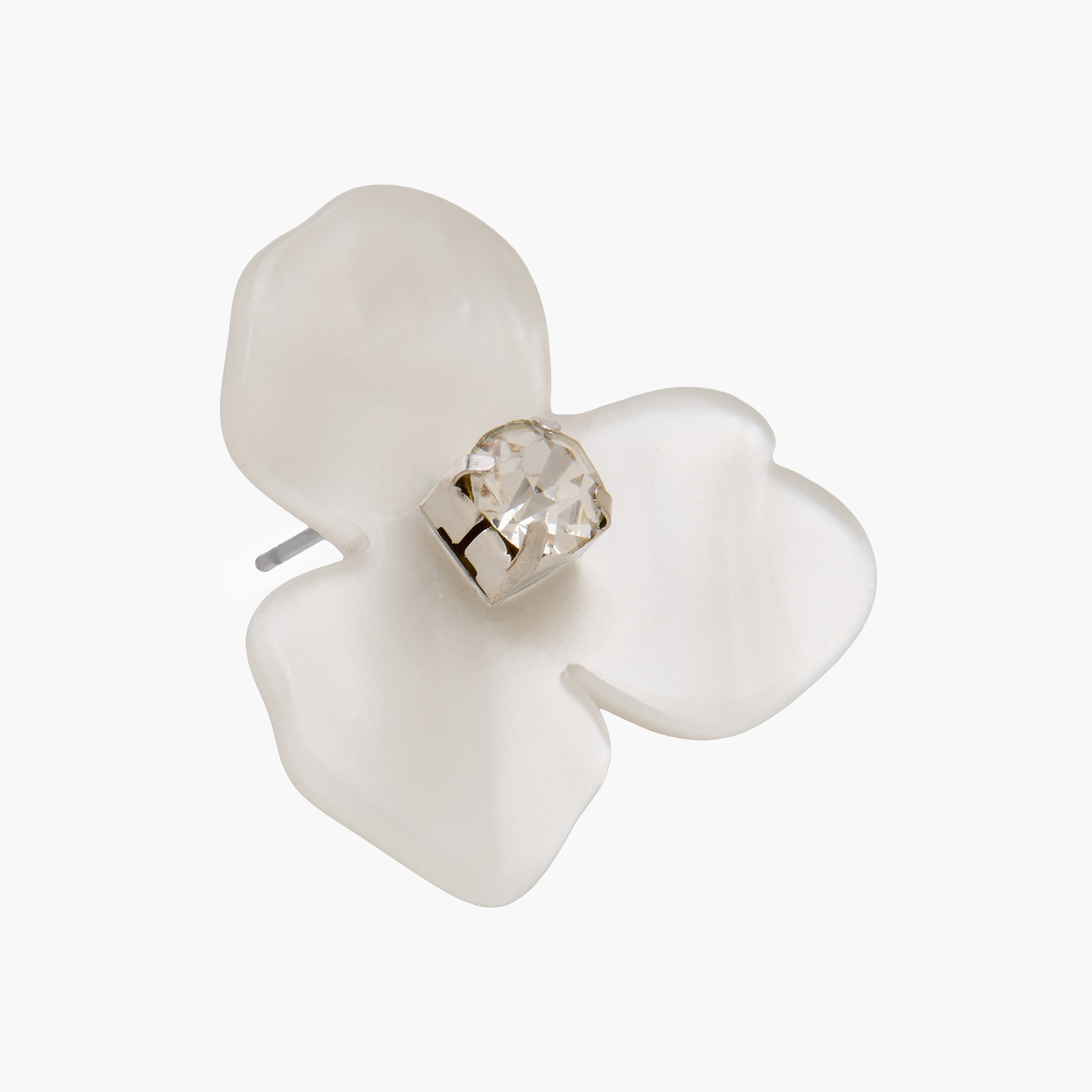 Silver Tone Floral Stone Embellished Earrings with Pushback Closure-women-watchesandjewellery-jewellery-earrings-image-3