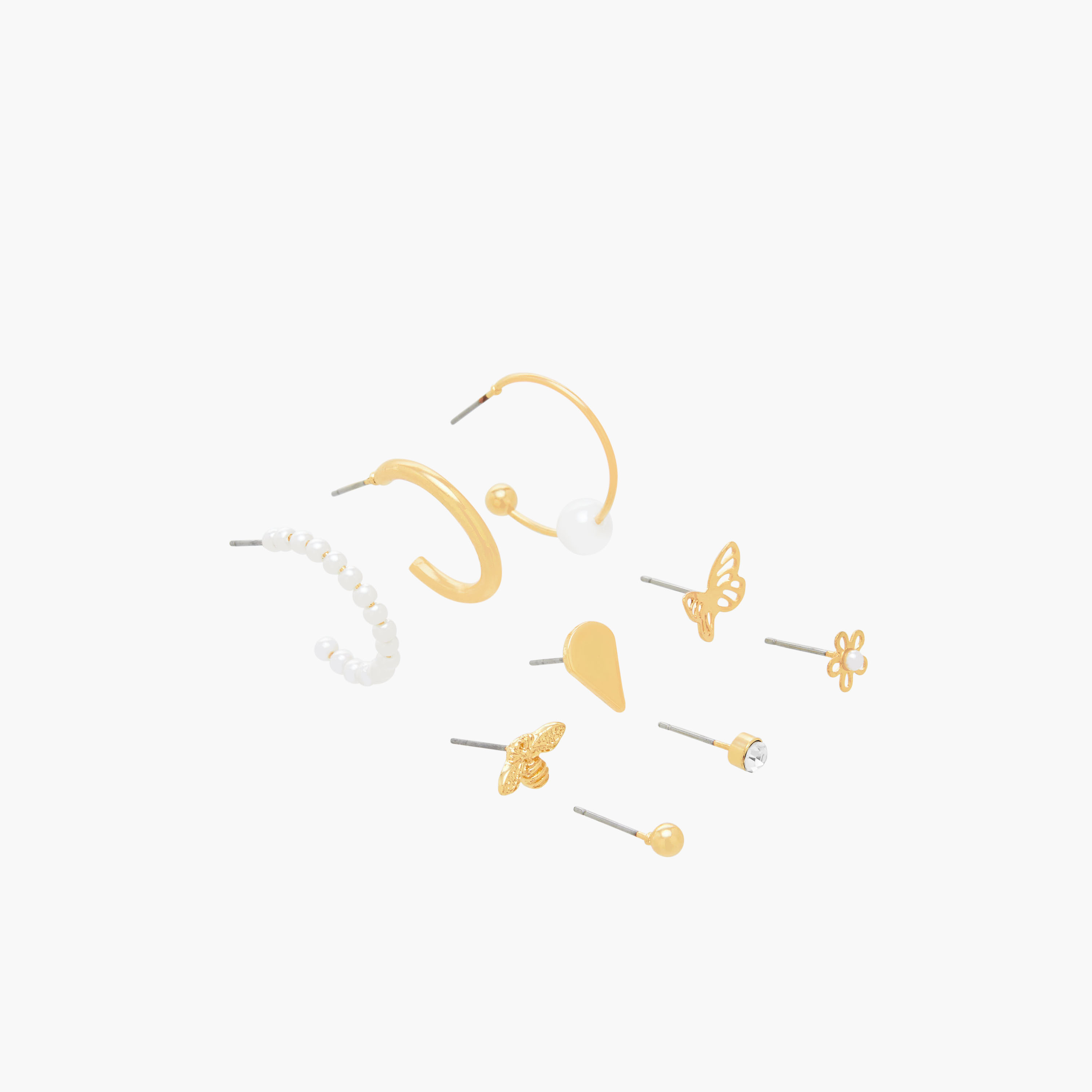 Pack of 9 Gold Tone Earrings with Pushback Closure-women-watchesandjewellery-jewellery-earrings-image-2