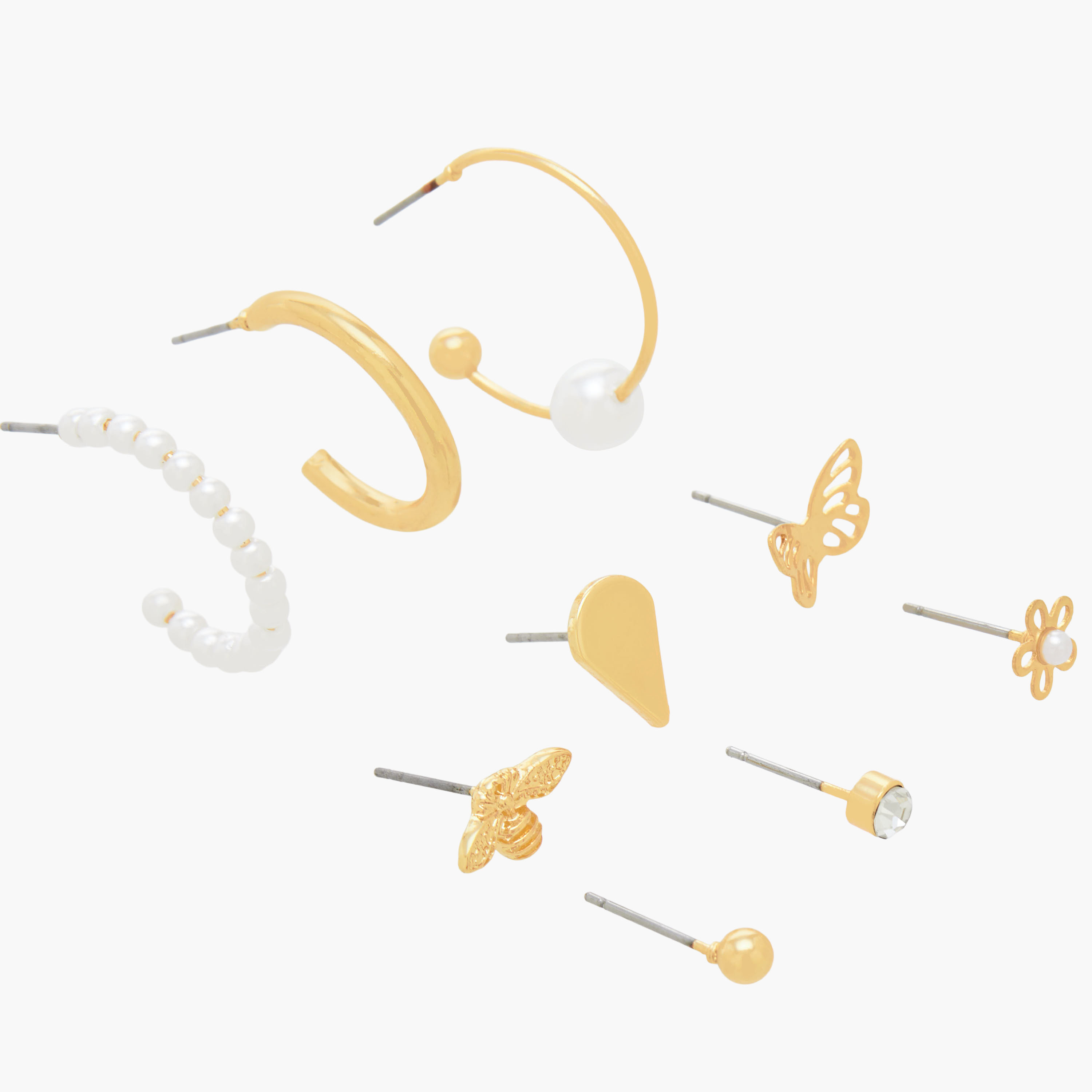 Pack of 9 Gold Tone Earrings with Pushback Closure-women-watchesandjewellery-jewellery-earrings-image-3