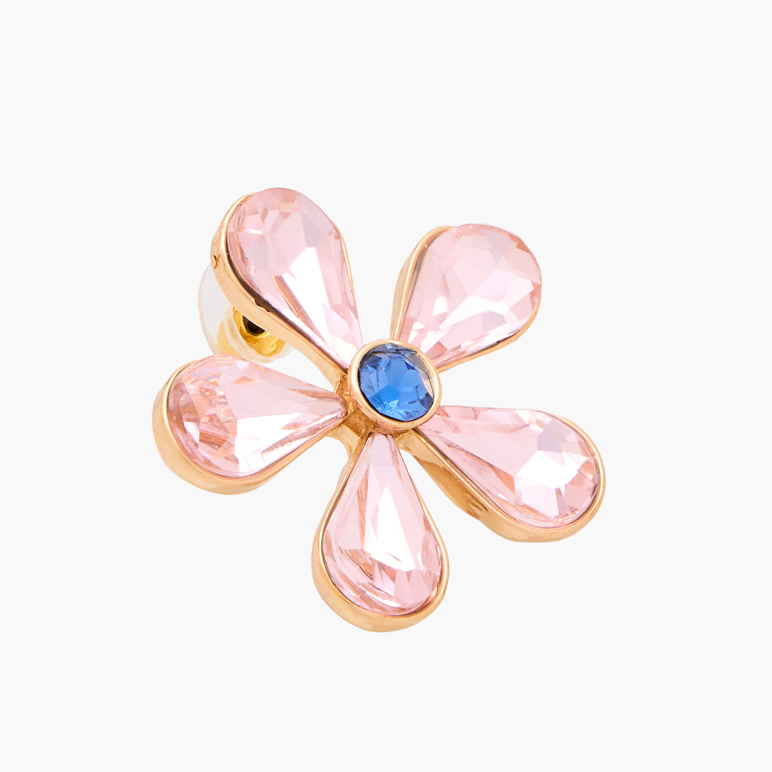 Gold Tone Floral Stone Embellished Stud Earrings with Pushback Closure-women-watchesandjewellery-jewellery-earrings-image-4