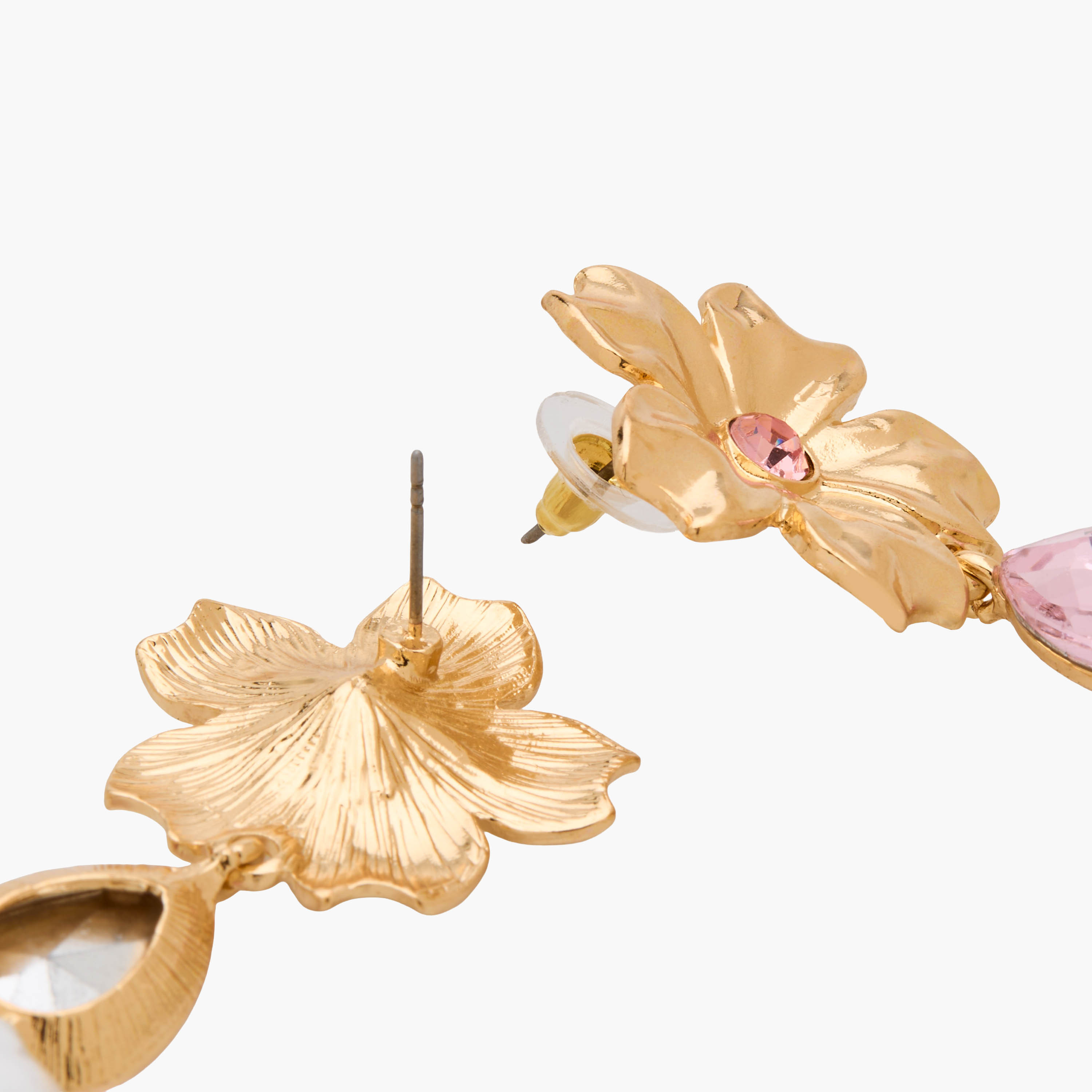 Metal Floral Shaped Drop Earrings with Pushback Closure-women-watchesandjewellery-jewellery-earrings-image-3