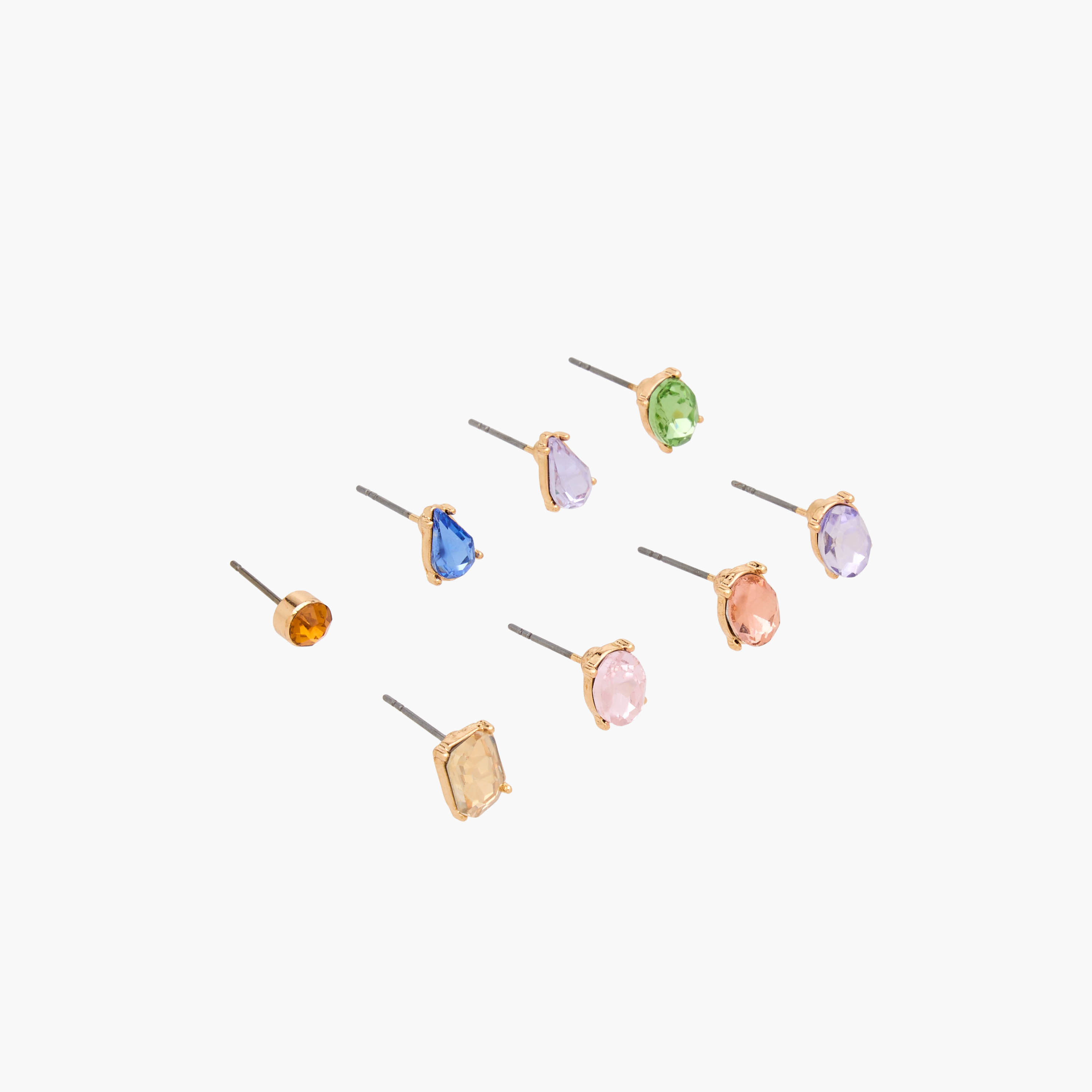 Pack of 8 Metal Crystal Stone Embellished Stud Earrings with Pushback Closure-women-watchesandjewellery-jewellery-earrings-image-2