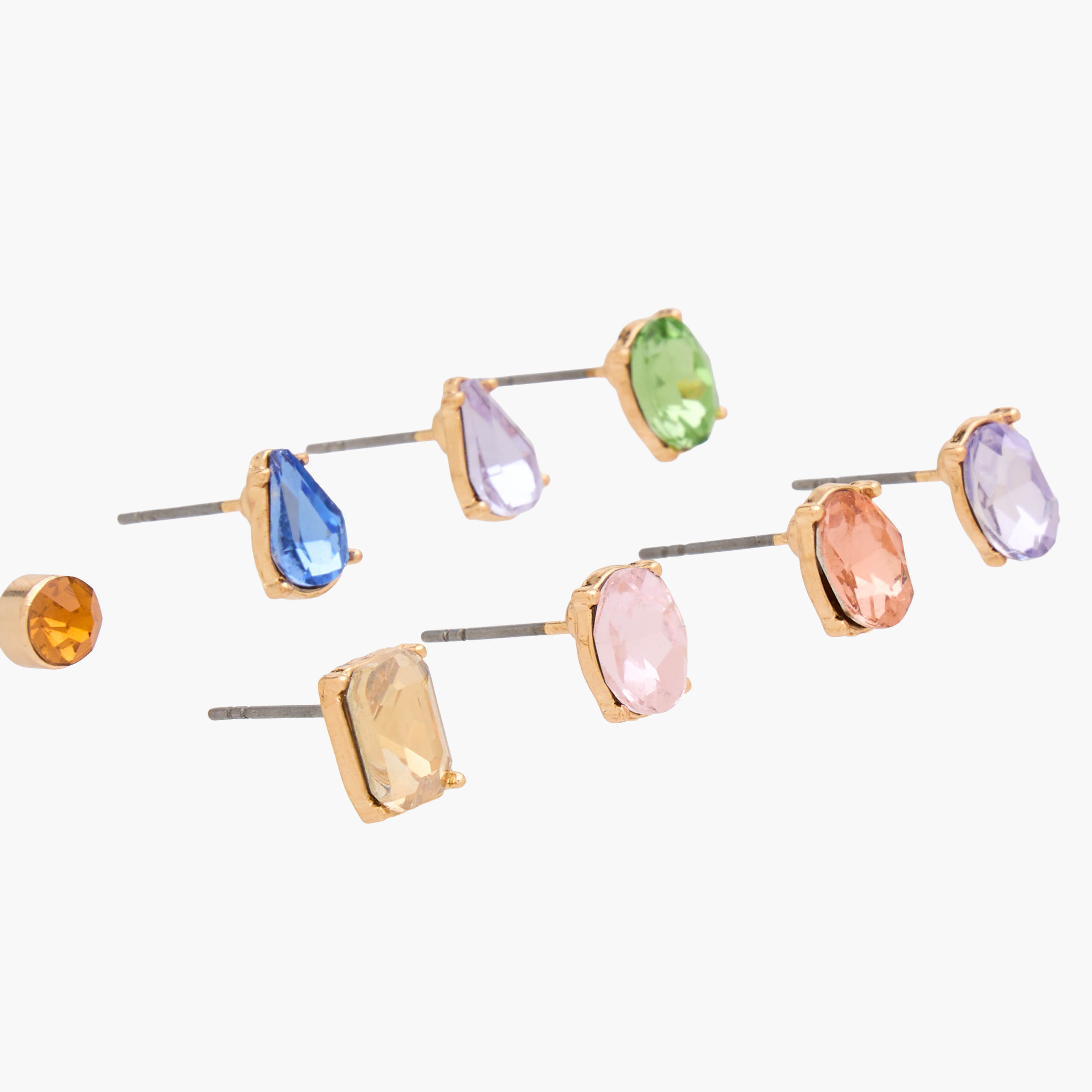 Pack of 8 Metal Crystal Stone Embellished Stud Earrings with Pushback Closure-women-watchesandjewellery-jewellery-earrings-image-3