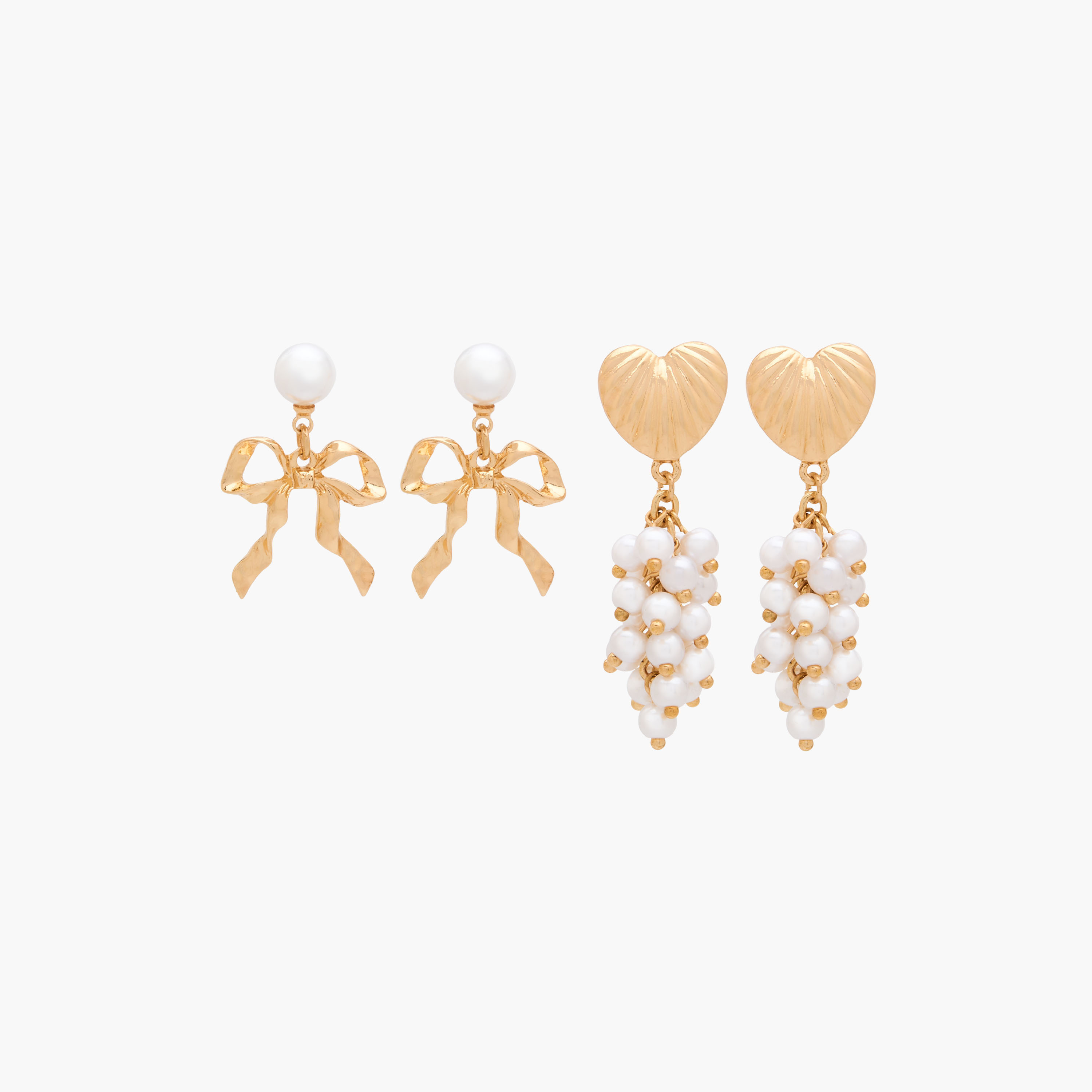 Pack of 2 Metal Pearl Embellished Drop Earrings with Pushback Closure-women-watchesandjewellery-jewellery-earrings-image-1