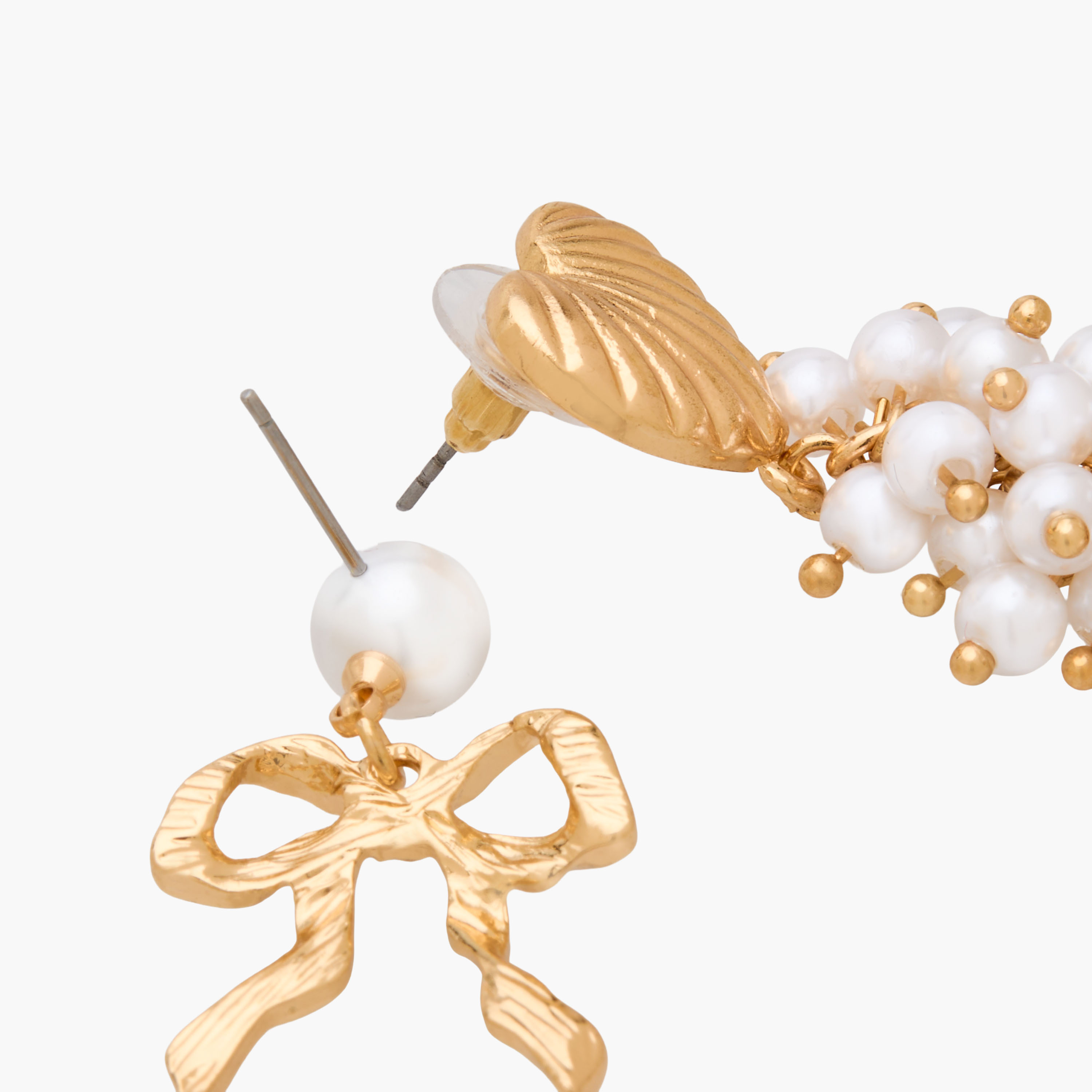 Pack of 2 Metal Pearl Embellished Drop Earrings with Pushback Closure-women-watchesandjewellery-jewellery-earrings-image-4