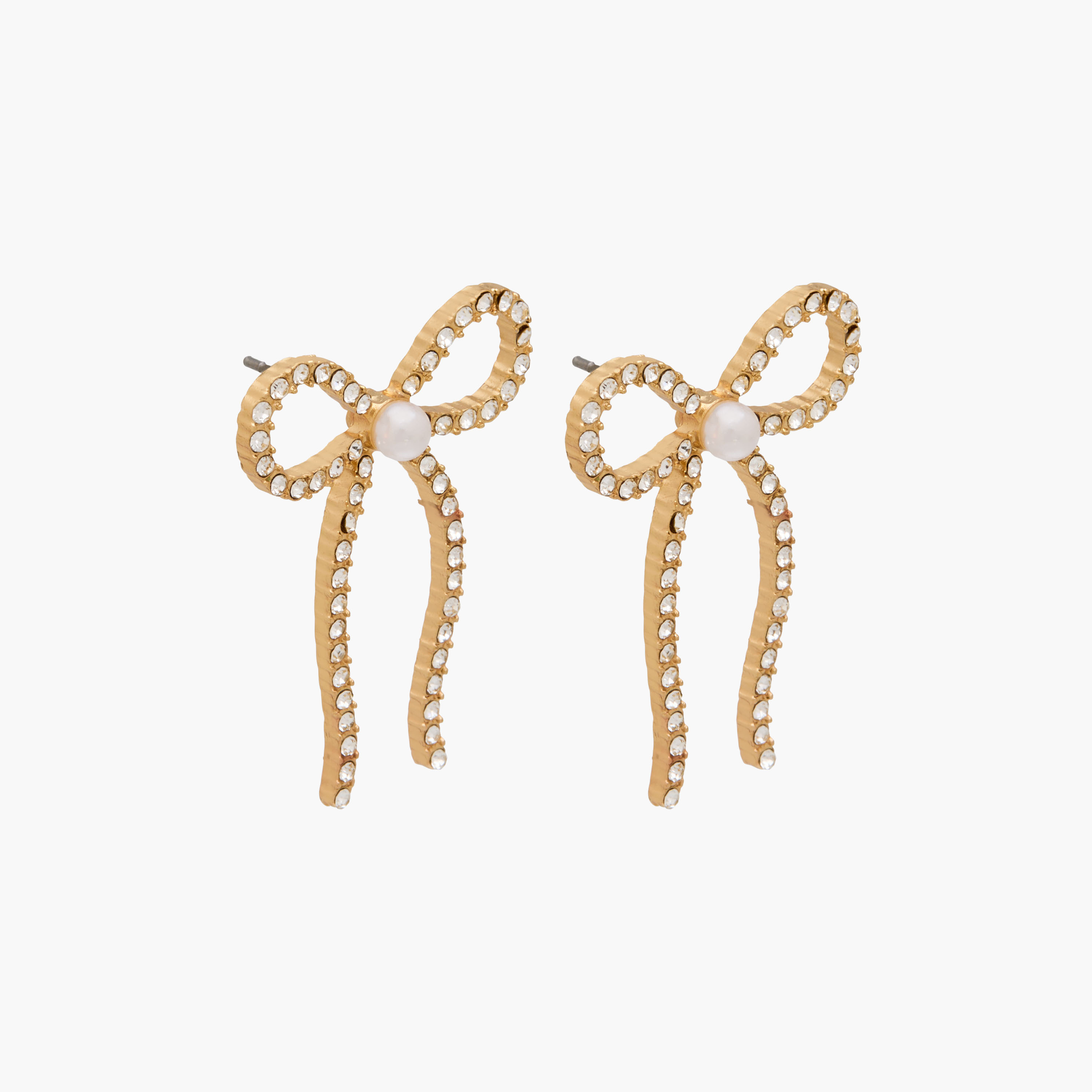 طقم حلق معدني بتصميم فيونكة مع مكبس إغلاق خلفي – قطعتين-women-watchesandjewellery-jewellery-earrings-image-3