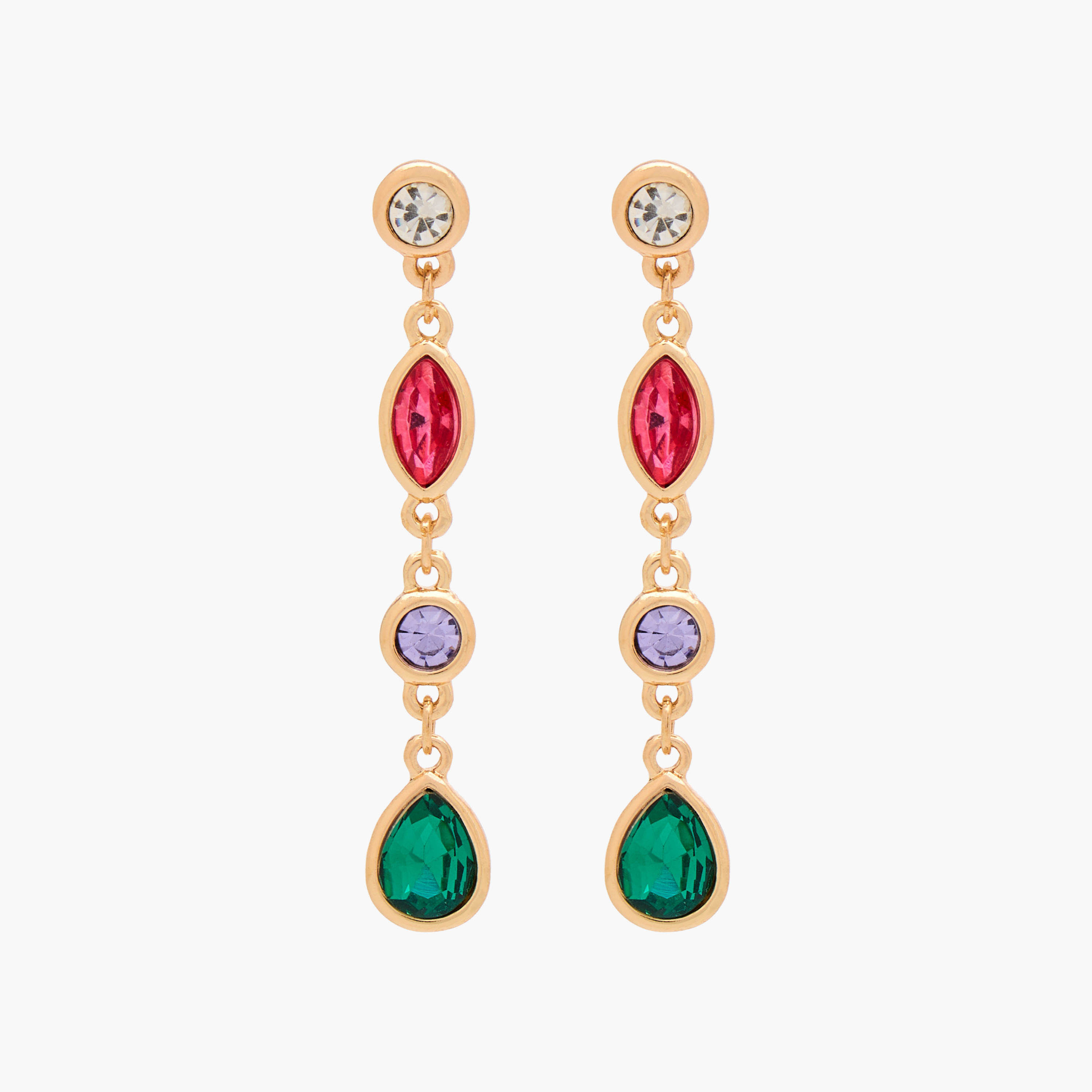 Pack of 2 Gold Tone Stone Embellished Dangling Earrings with Pushback Closure-women-watchesandjewellery-jewellery-earrings-image-2