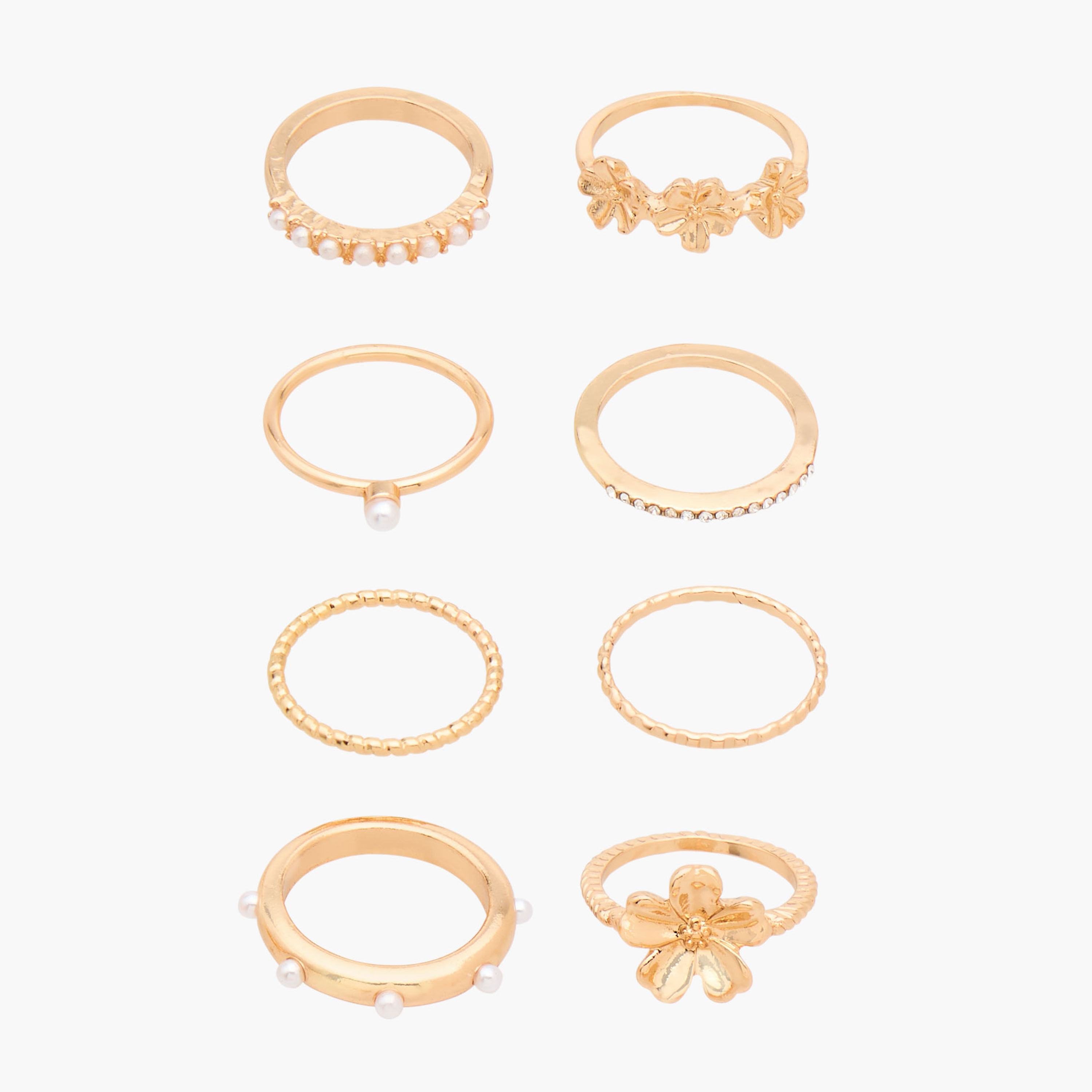 Set of 8 - Gold Tone Ring with Assorted Design-women-watchesandjewellery-jewellery-rings-image-1