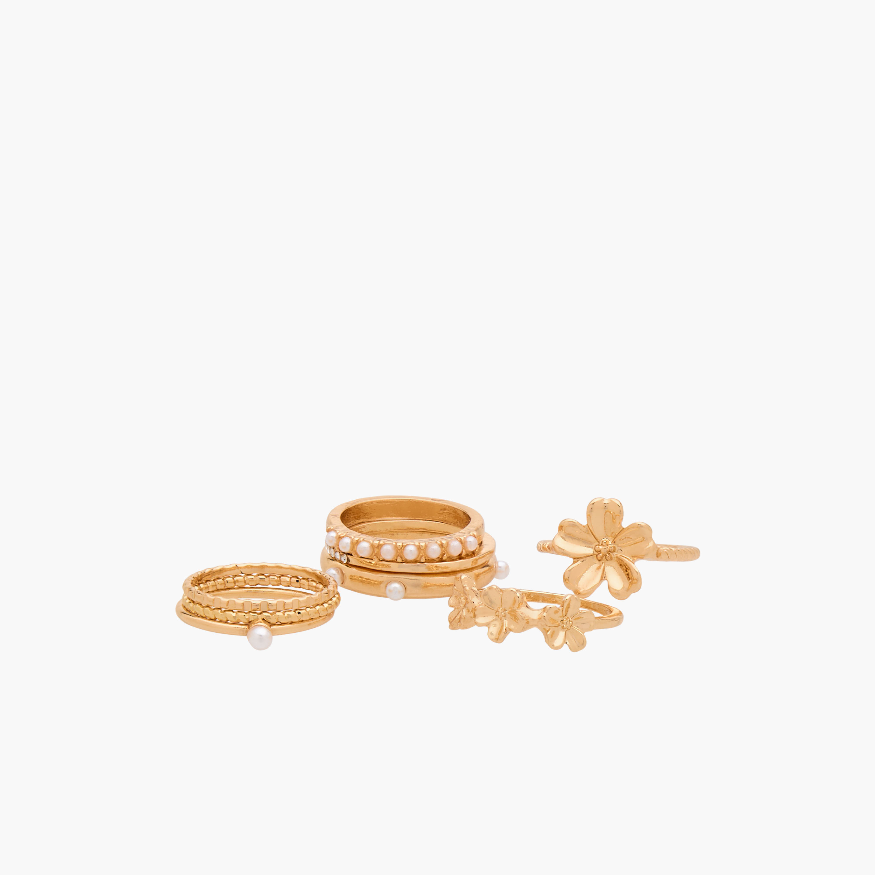 Set of 8 - Gold Tone Ring with Assorted Design-women-watchesandjewellery-jewellery-rings-image-2