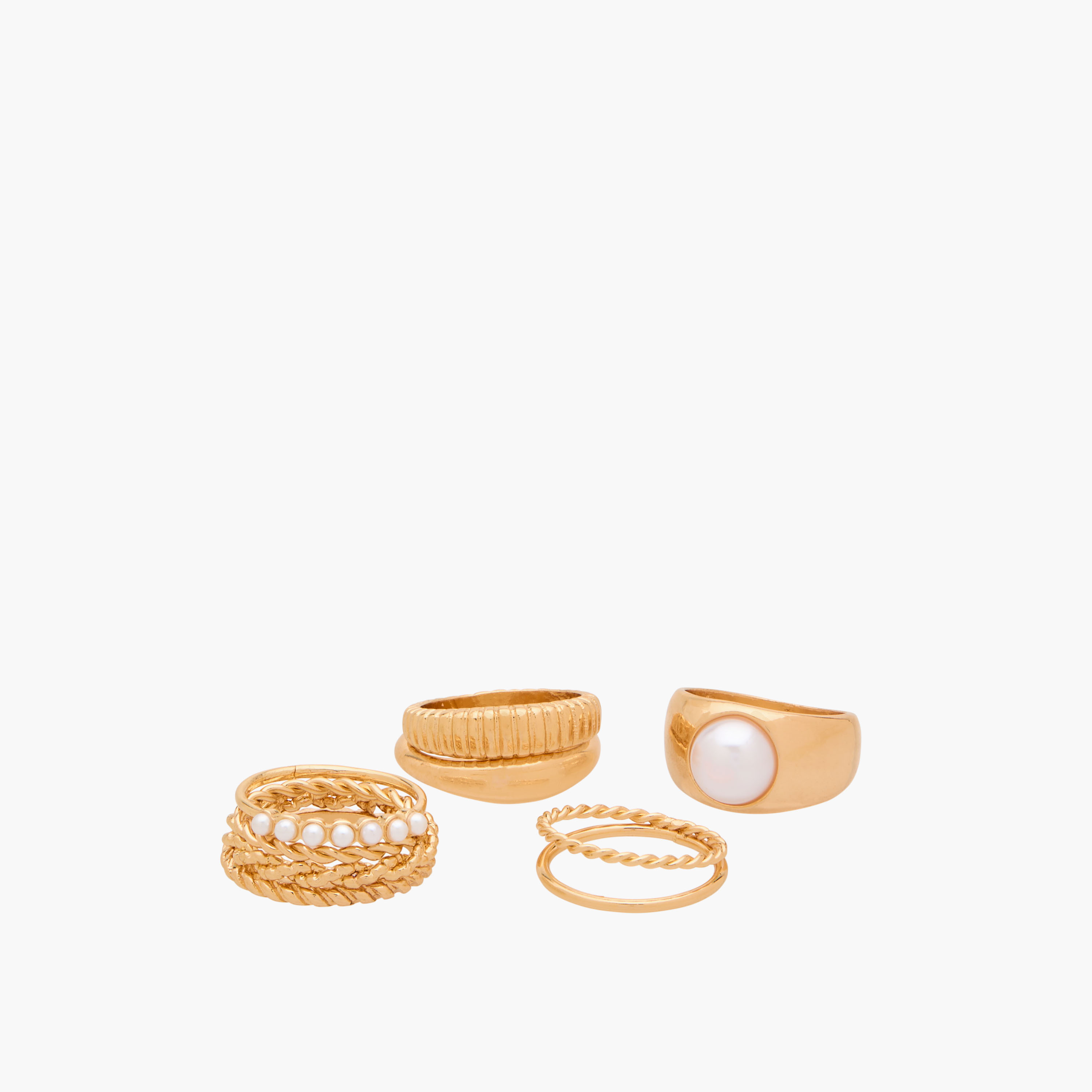 Set of 8 - Stackable Gold Tone Ring with Assorted Design-women-watchesandjewellery-jewellery-rings-image-2