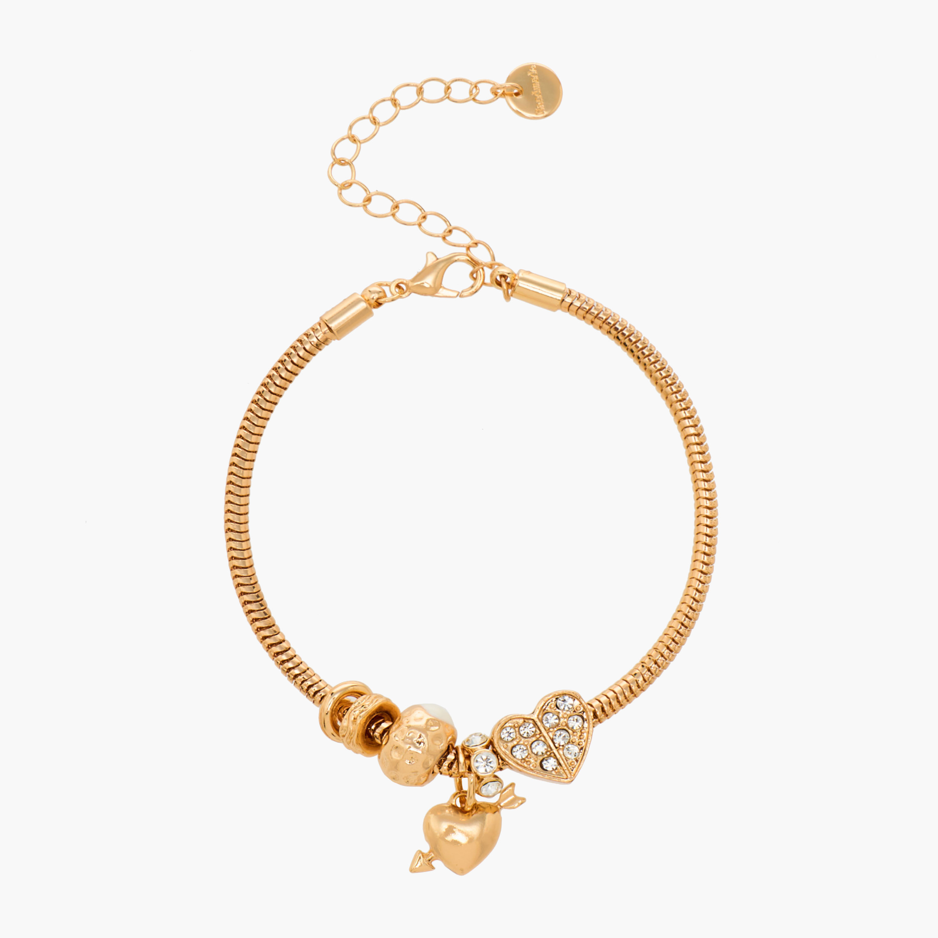 Gold Tone Heart Charm Bracelet-women-watchesandjewellery-jewellery-banglesandbracelets-image-2