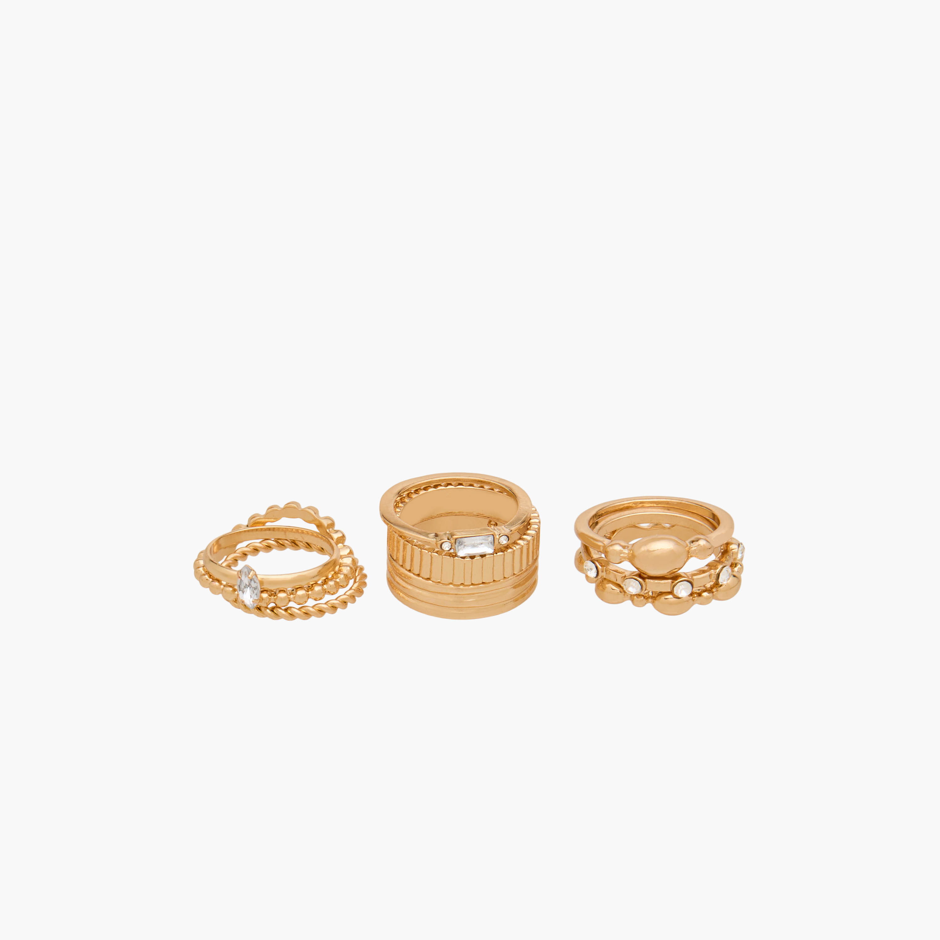 Pack of 9 Stackable Gold Tone Ring with Assorted Design-women-watchesandjewellery-jewellery-rings-image-2